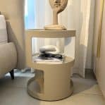 שולחן צד פתחים זכוכית שקופה דמוי עור אבן דגם סופיטל