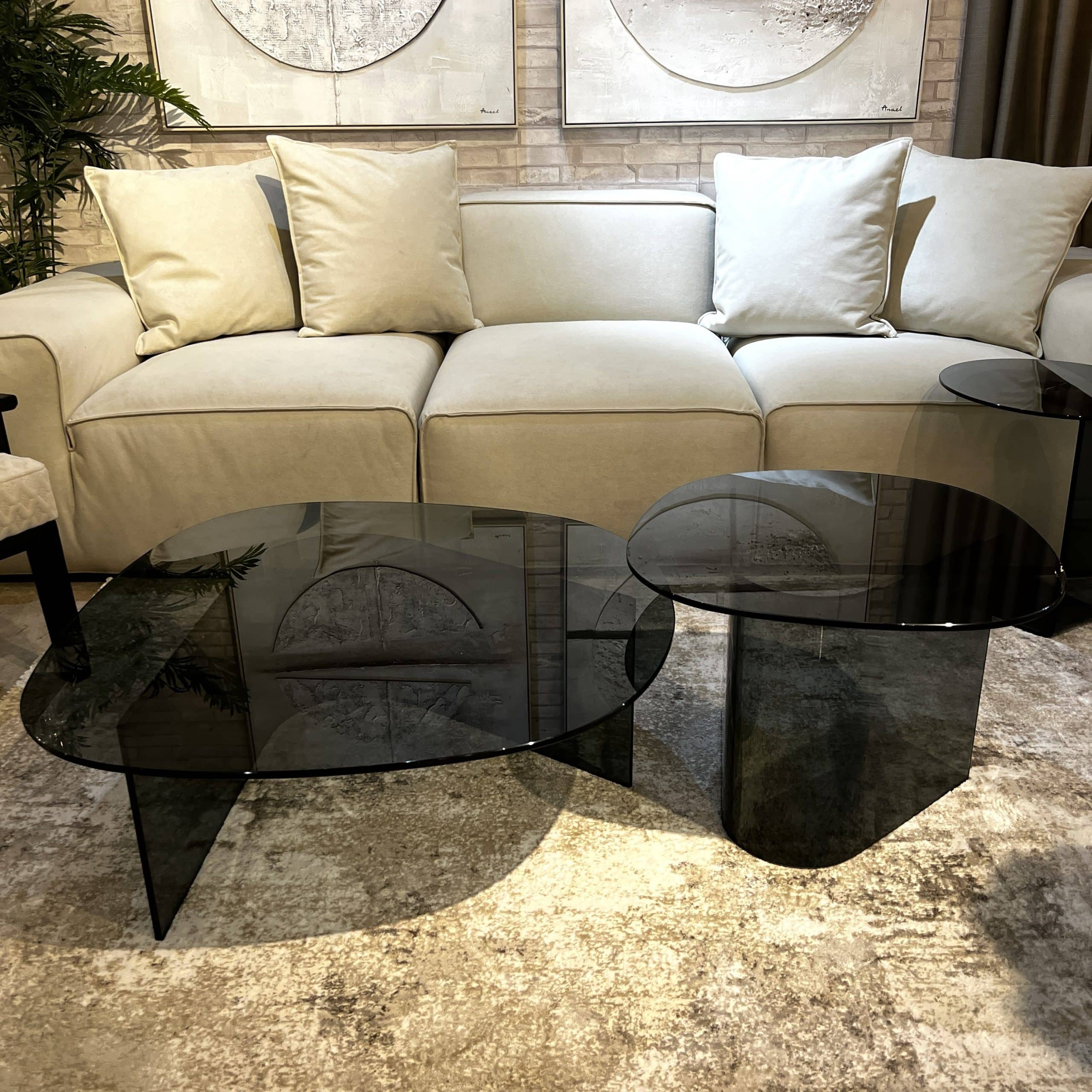 שולחן סלון יוקרתי עגול רגל U זכוכית מחוסמת אפורה דגם פלור- במלאי!! שולחן סלון יוקרתי עגול רגל U זכוכית מחוסמת אפורה דגם פלור- במלאי!!