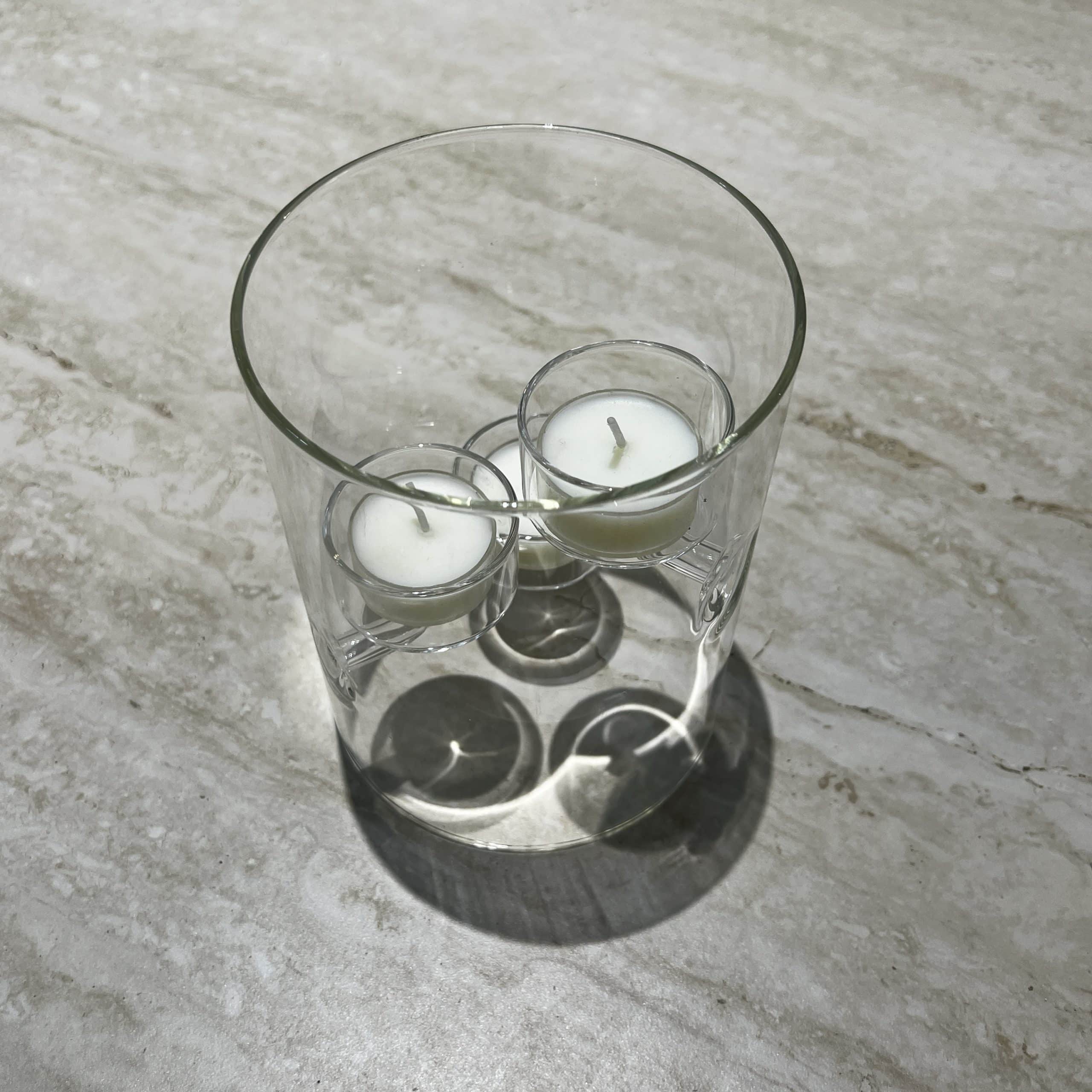 כד זכוכית צילינדר עם 3 קני נרות פנימיים דגם איקו כד זכוכית צילינדר עם 3 קני נרות פנימיים דגם איקו
