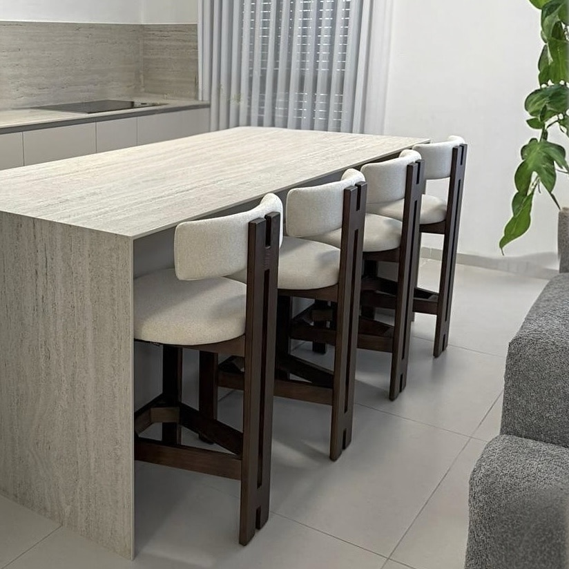 כסא בר פאלם אריג אבן רגל עץ אגוז דגם סופיטל כסא בר פאלם אריג אבן רגל עץ אגוז דגם סופיטל