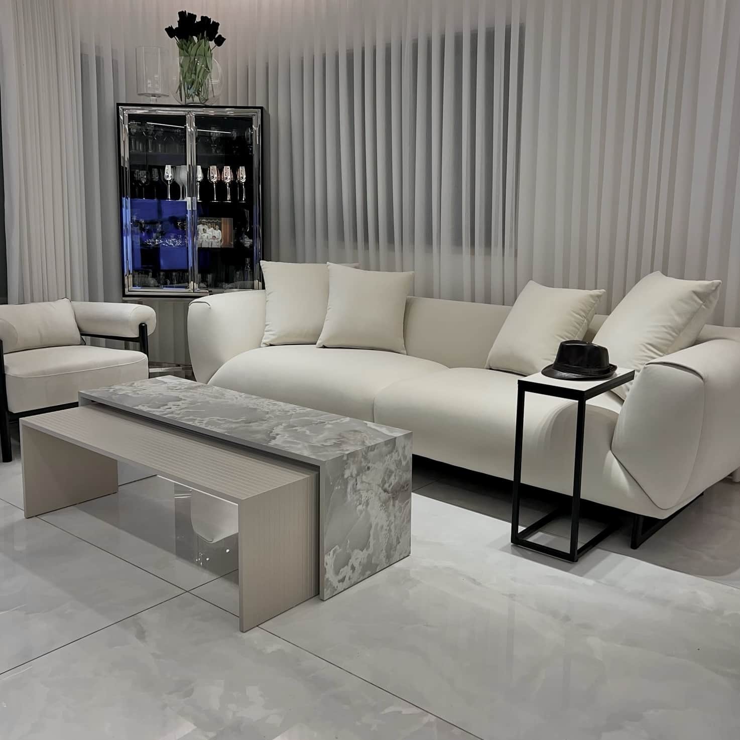 סט שולחנות סלון מלבני דגם ״שאטו״ גריי מארבל סהרה- עיצוב אישי סט שולחנות סלון מלבני דגם ״שאטו״ גריי מארבל סהרה- עיצוב אישי