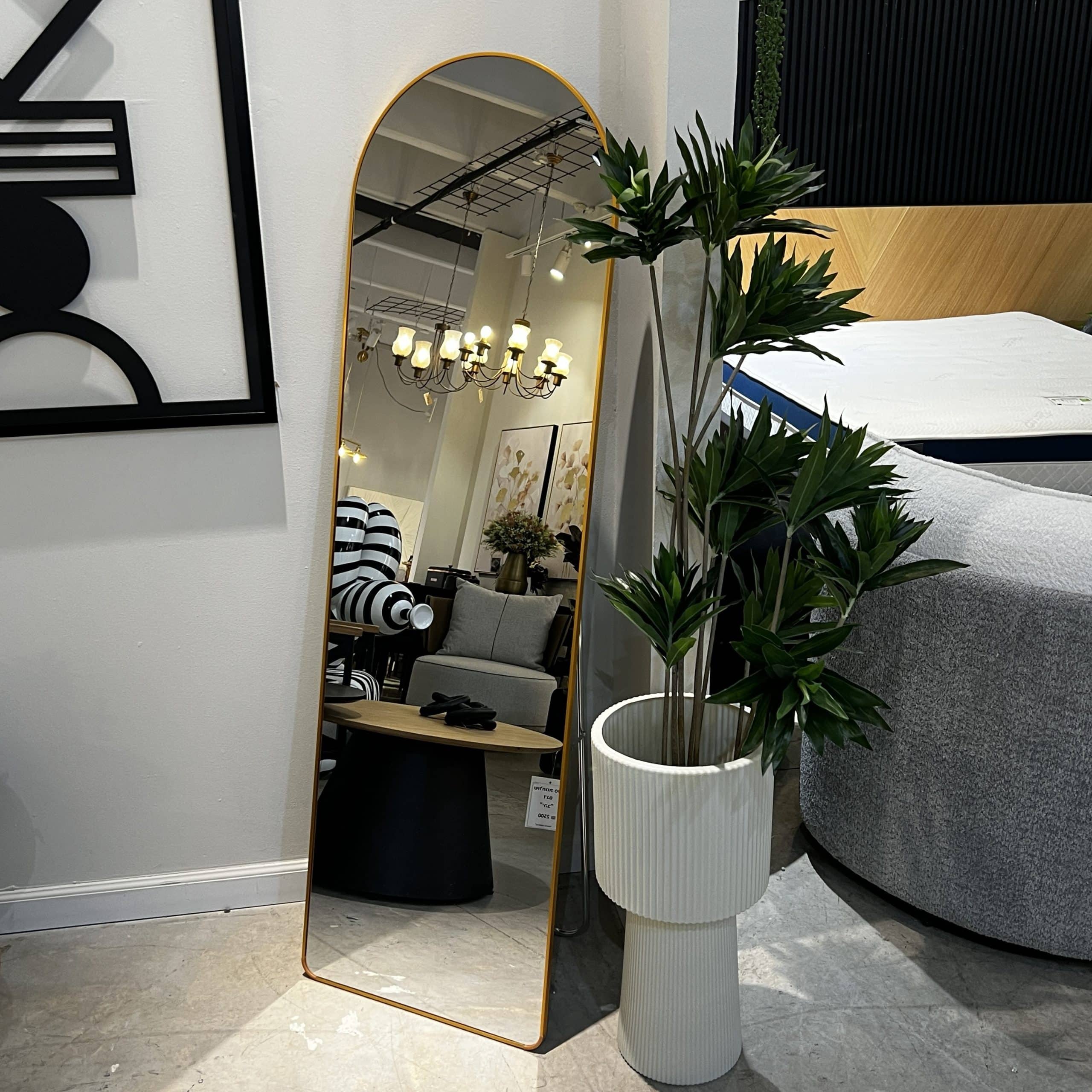 מראה מעוצבת ראש עגול מסגרת זהב דגם איקו