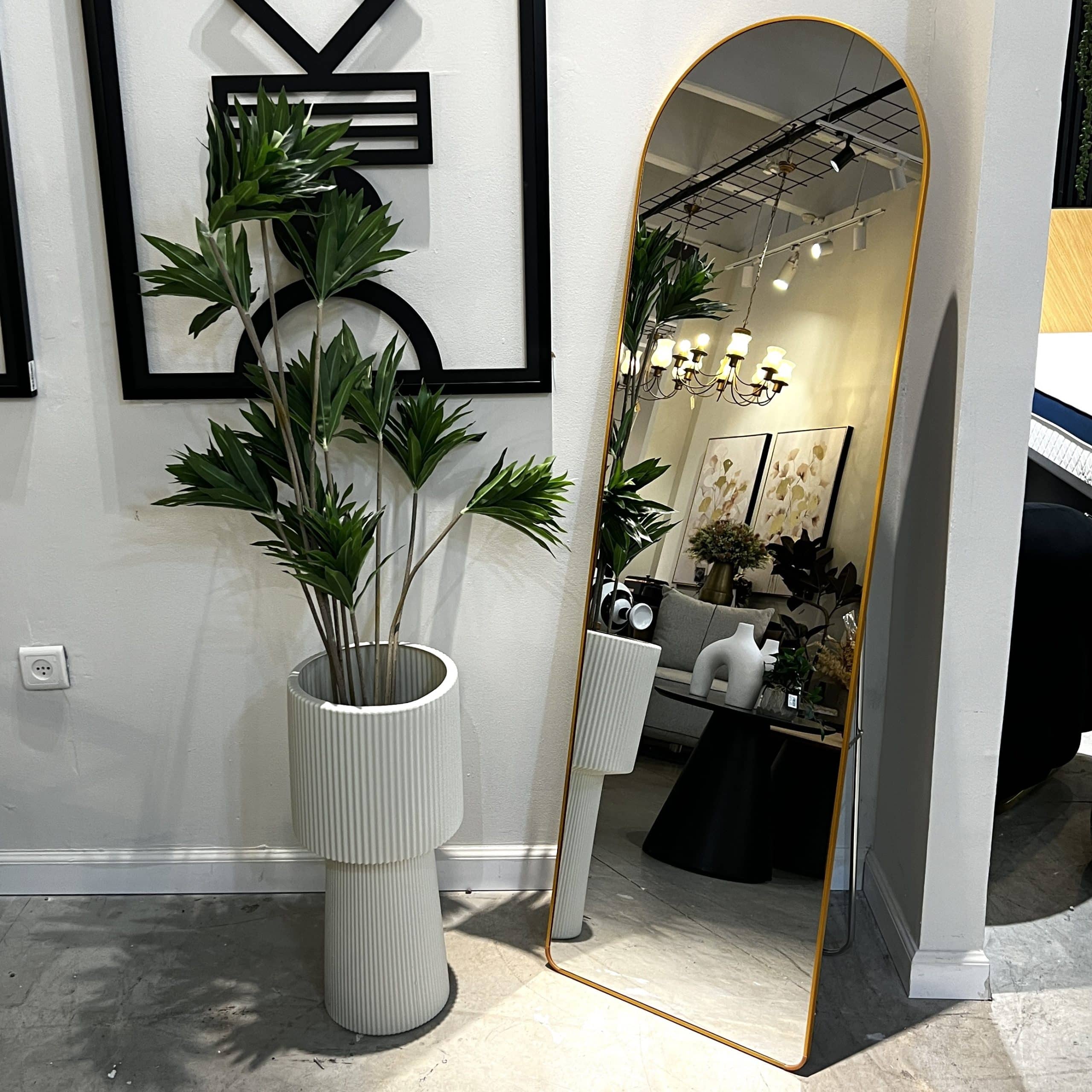 מראה מעוצבת ראש עגול מסגרת זהב דגם איקו