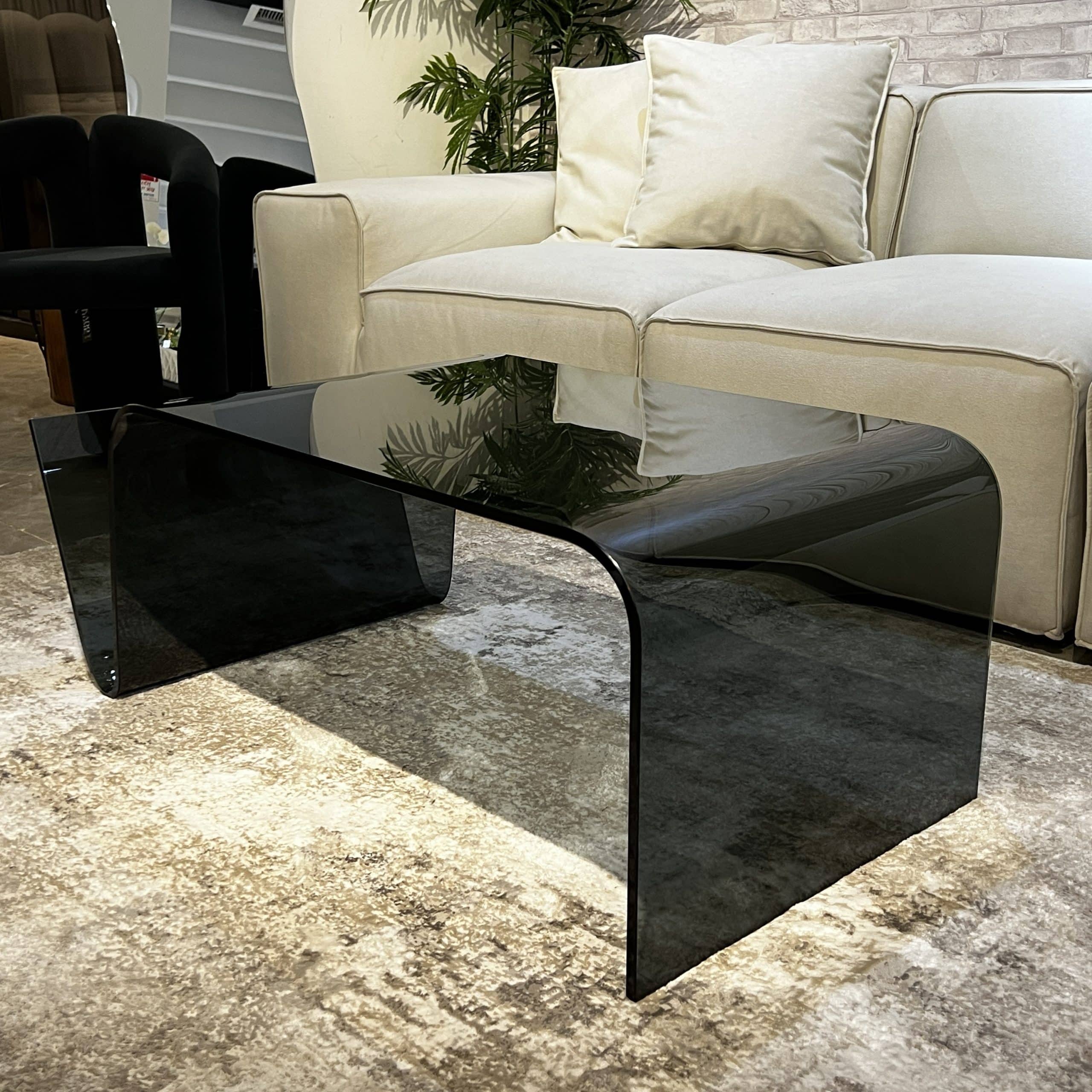 שולחן סלון מעוצב מלבני תא לספרים זכוכית אפורה דגם פלור שולחן סלון מעוצב מלבני תא לספרים זכוכית אפורה דגם פלור