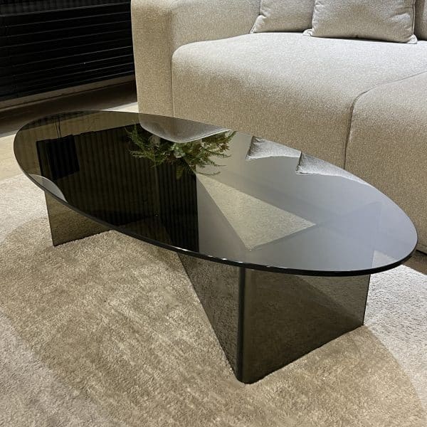 שולחן סלון יוקרתי אובאלי זכוכית חומה דגם פלור - הזמנה מוקדמת | מלאי מגיע 25.10.25