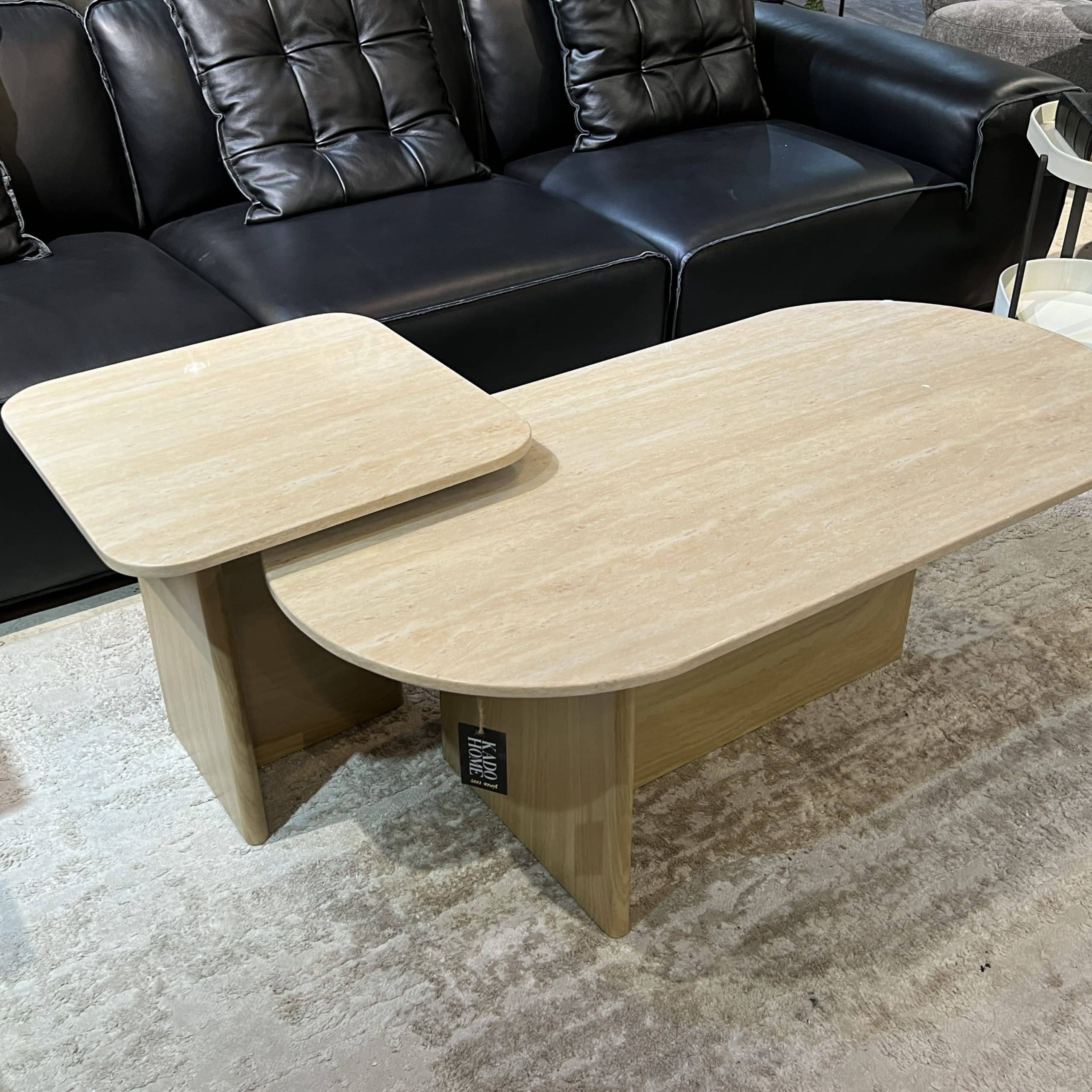 שולחן סלון | שולחן צד טרוורטין רגל פרינט עץ דגם סופיטל שולחן סלון | שולחן צד טרוורטין רגל פרינט עץ דגם סופיטל