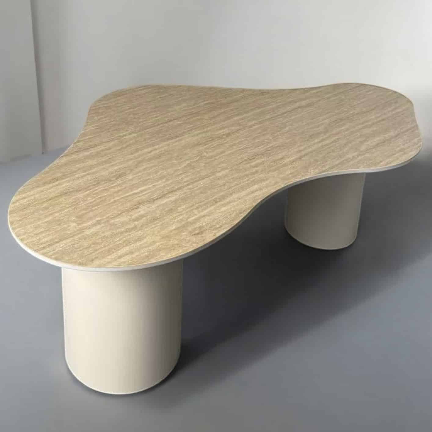 שולחן סלון מעוצב טרוורטין אמורפי רגלי שמנת דגם סופיטל שולחן סלון מעוצב טרוורטין אמורפי רגלי שמנת דגם סופיטל