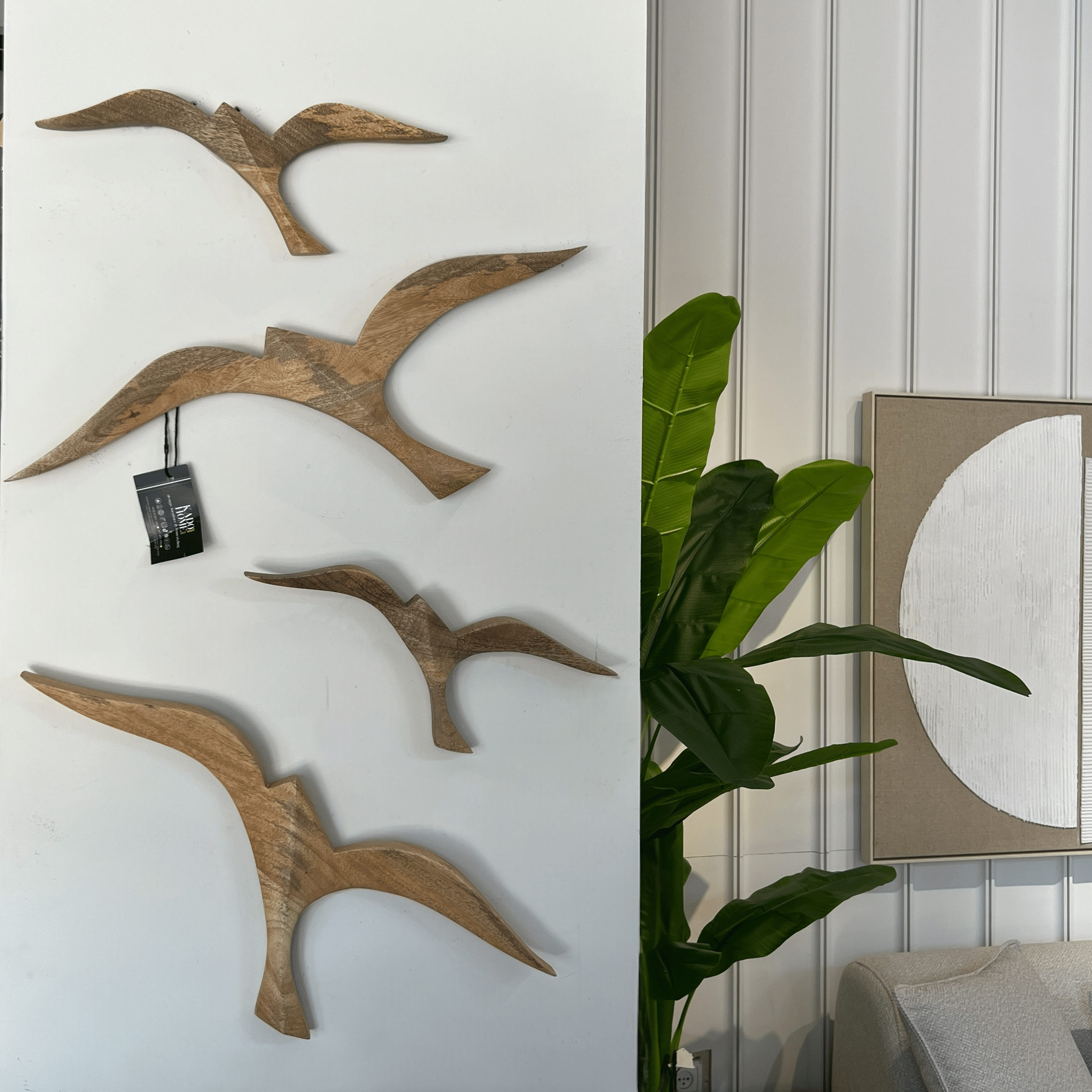 זוג ציפורי עץ תליה קיר דגם שאנטי