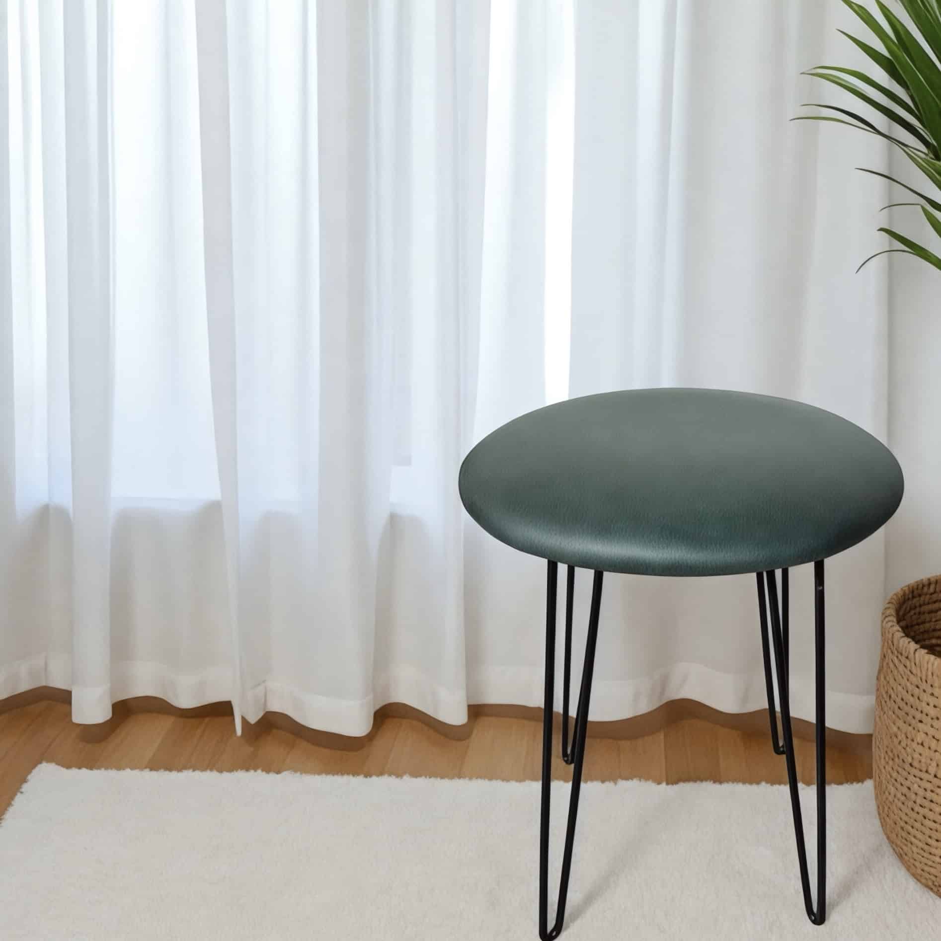 הדום עגול קטן דגם ארט דמוי עור ירוק הדום עגול קטן דגם ארט דמוי עור ירוק