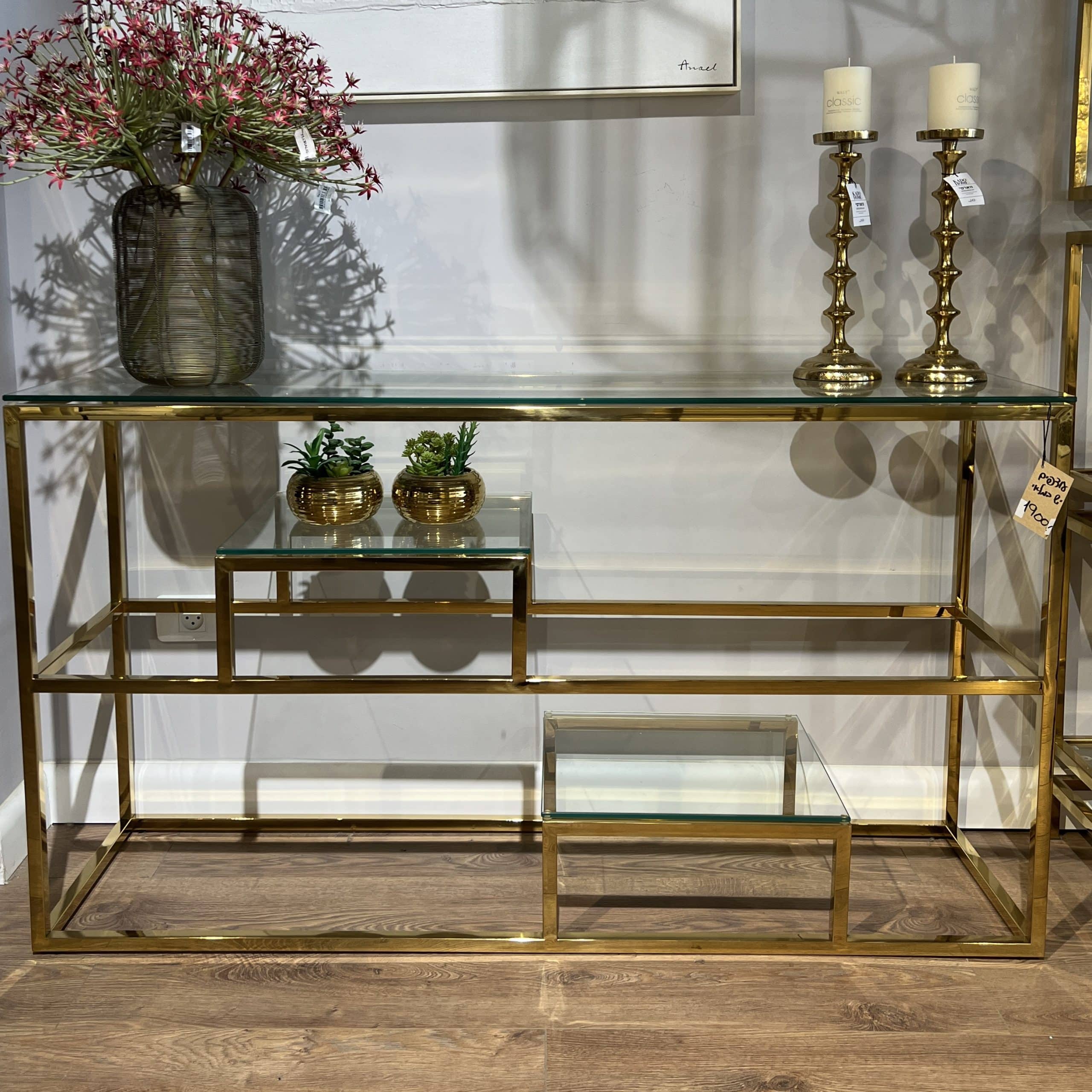 קונסולה יוקרתית דגם מלבנים זהב - חיסול!