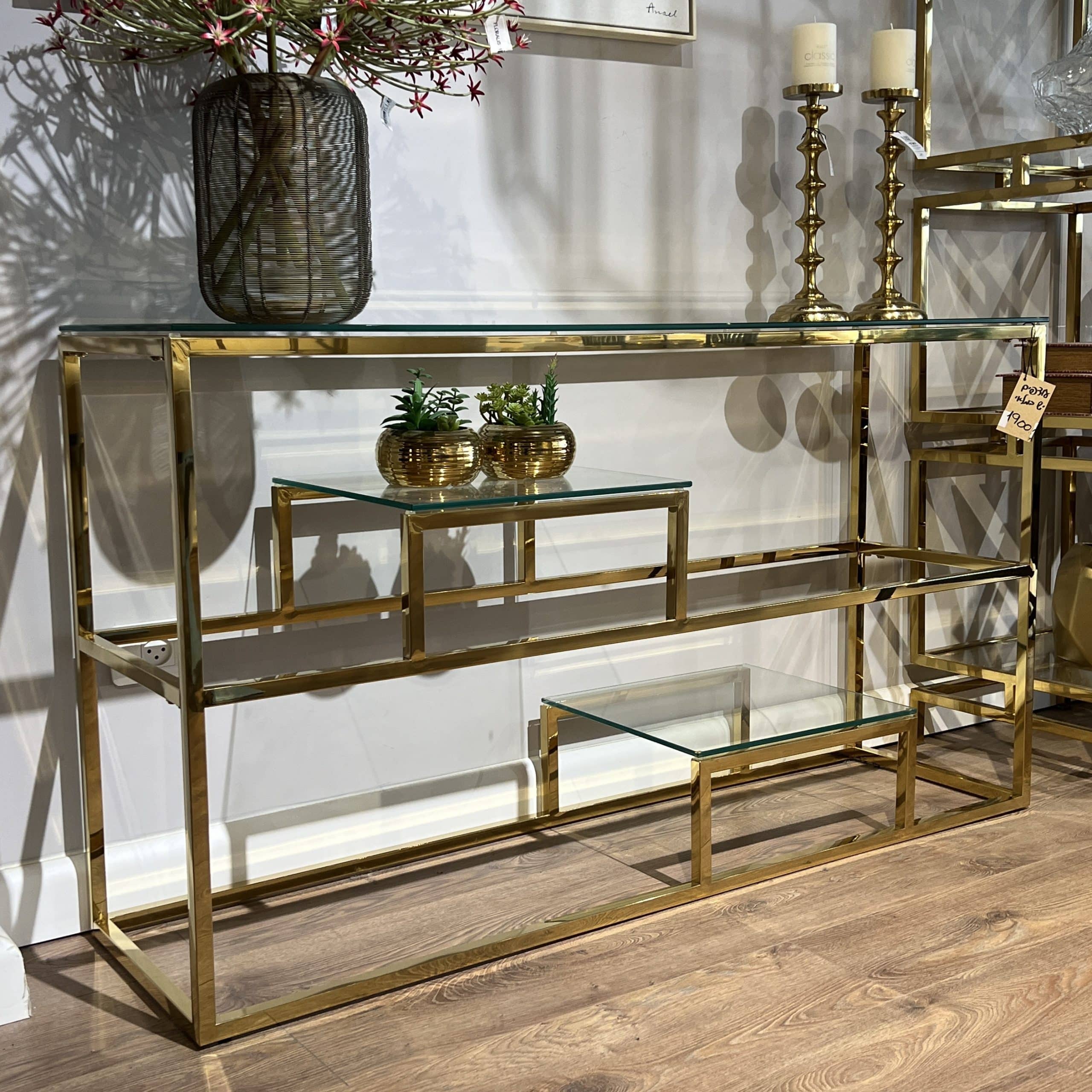 קונסולה יוקרתית דגם מלבנים זהב - חיסול!