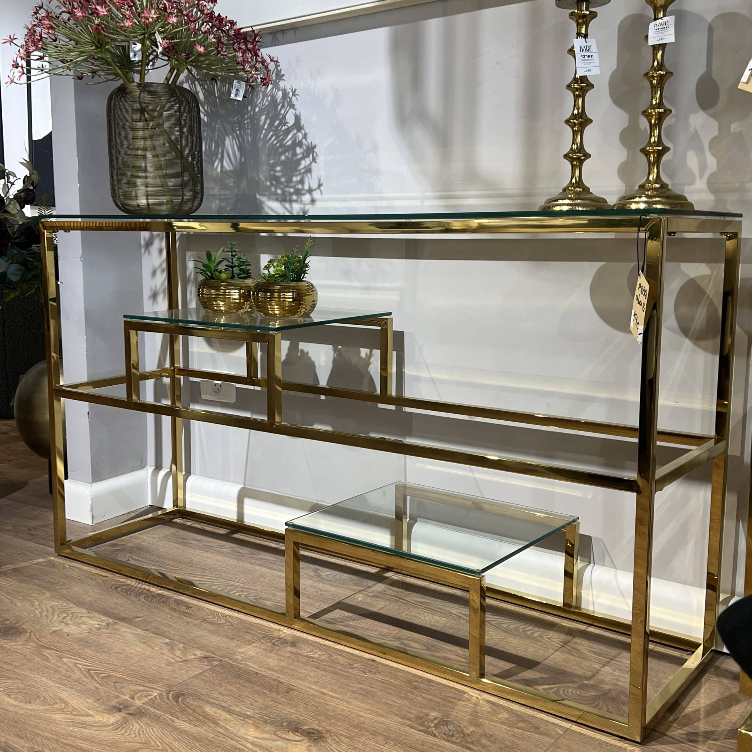 קונסולה יוקרתית דגם מלבנים זהב - חיסול!