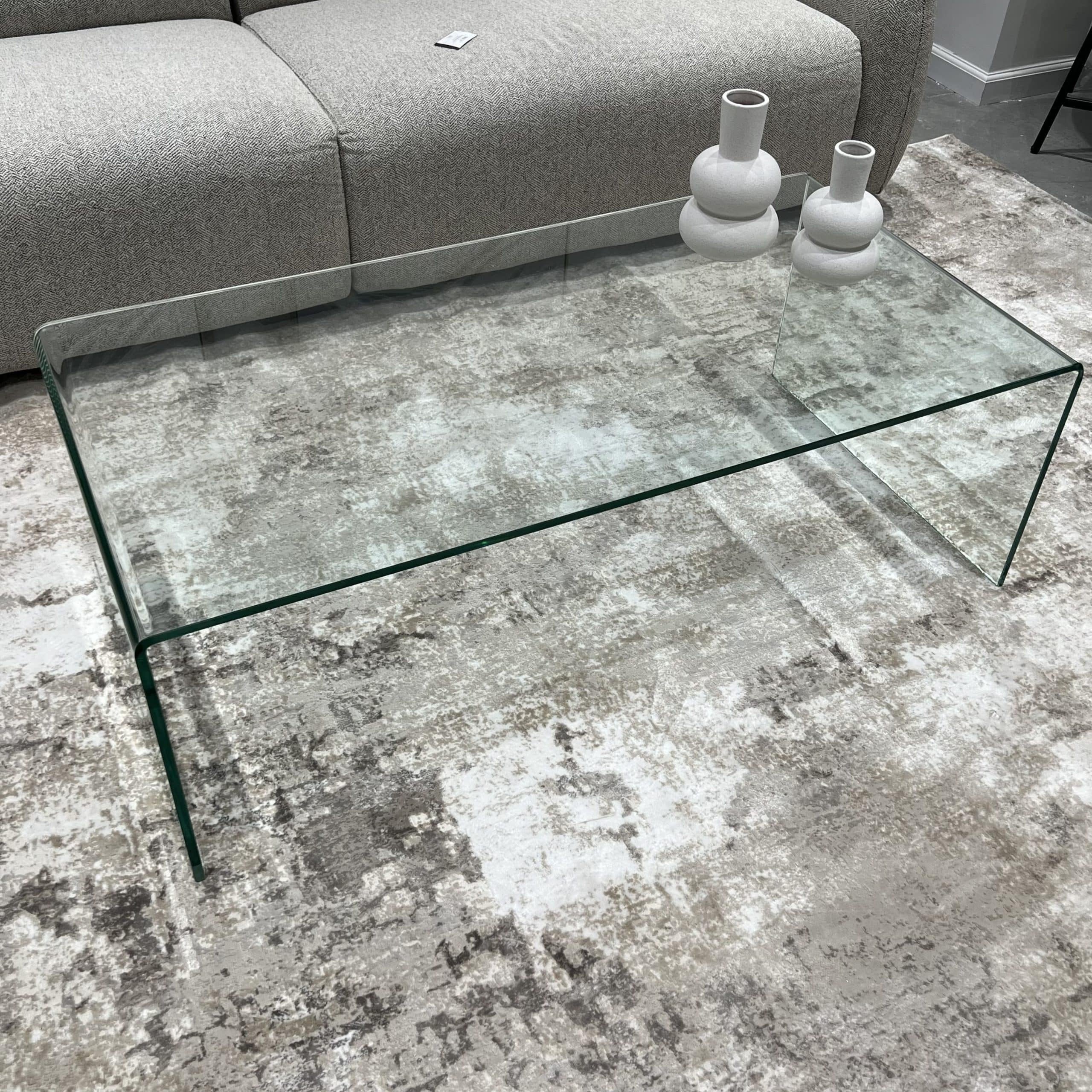 שולחן סלון מלבני זכוכית מחוסמת שקופה דגם פלור שולחן סלון מלבני זכוכית מחוסמת שקופה דגם פלור