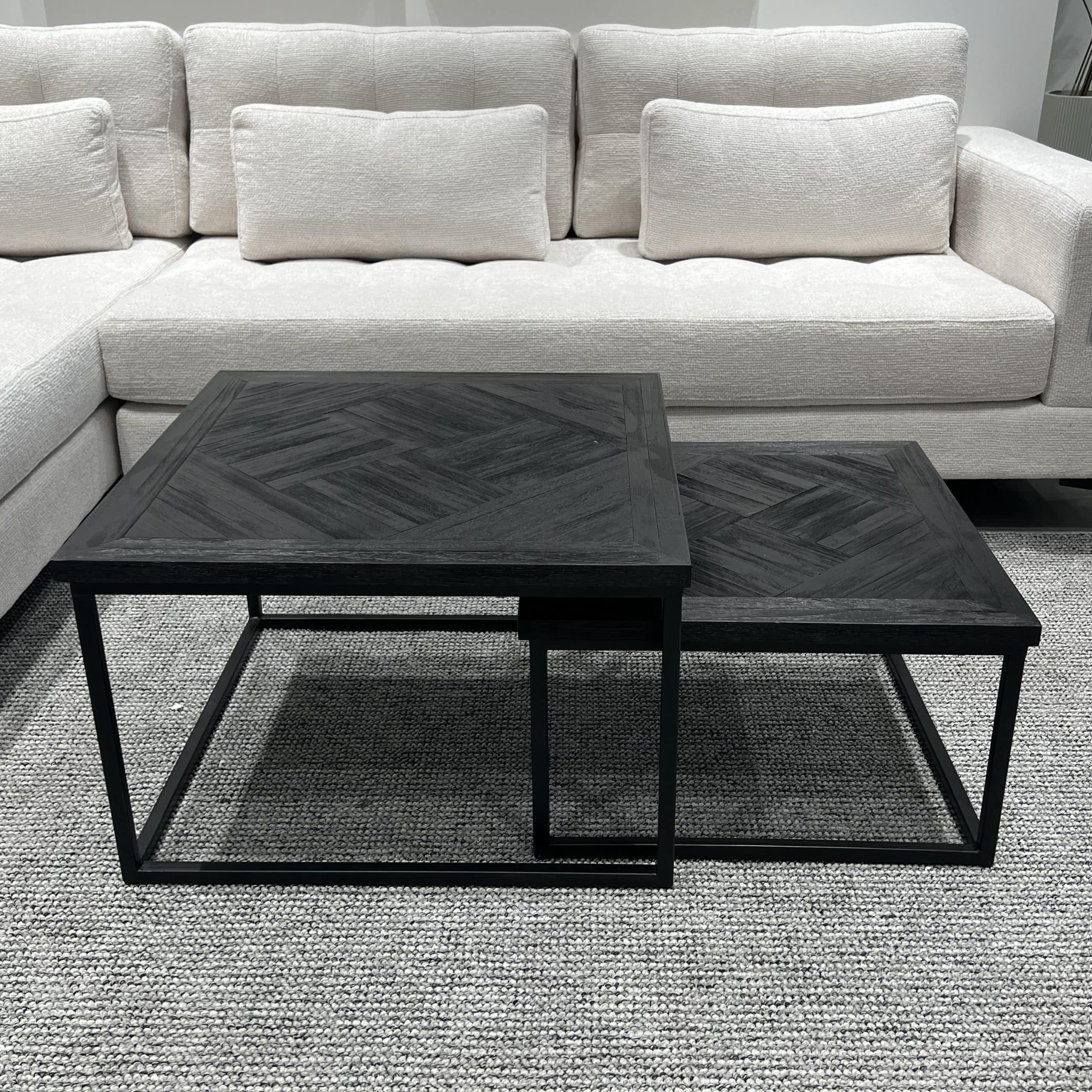 סט שולחנות מרובעים פישבונד שחור דגם רוני סט שולחנות מרובעים פישבונד שחור דגם רוני