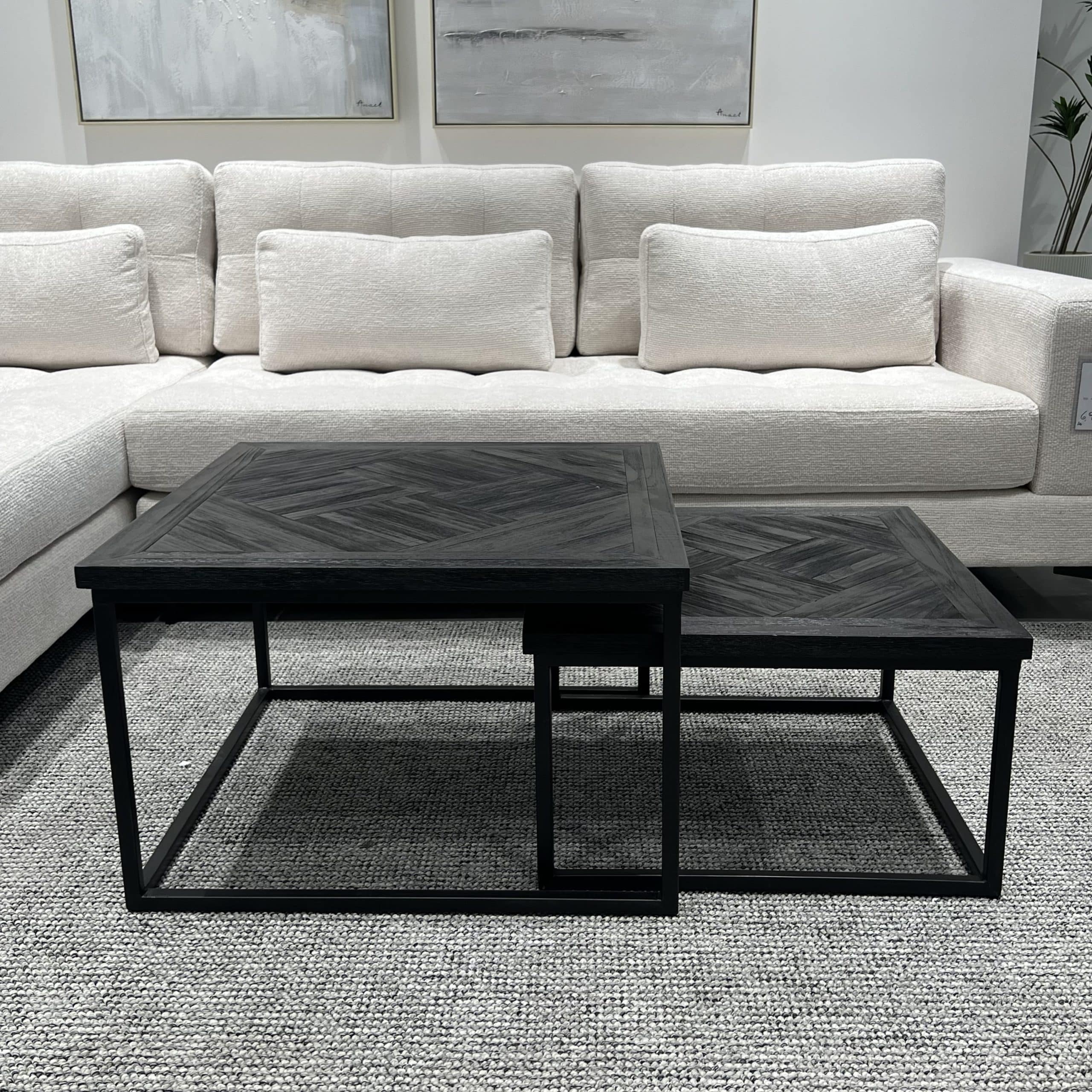 סט שולחנות מרובעים פישבונד שחור דגם רוני סט שולחנות מרובעים פישבונד שחור דגם רוני