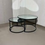 סט שולחנות טווין רגל שחורה טופ מראה - אחרונים בחיסול!