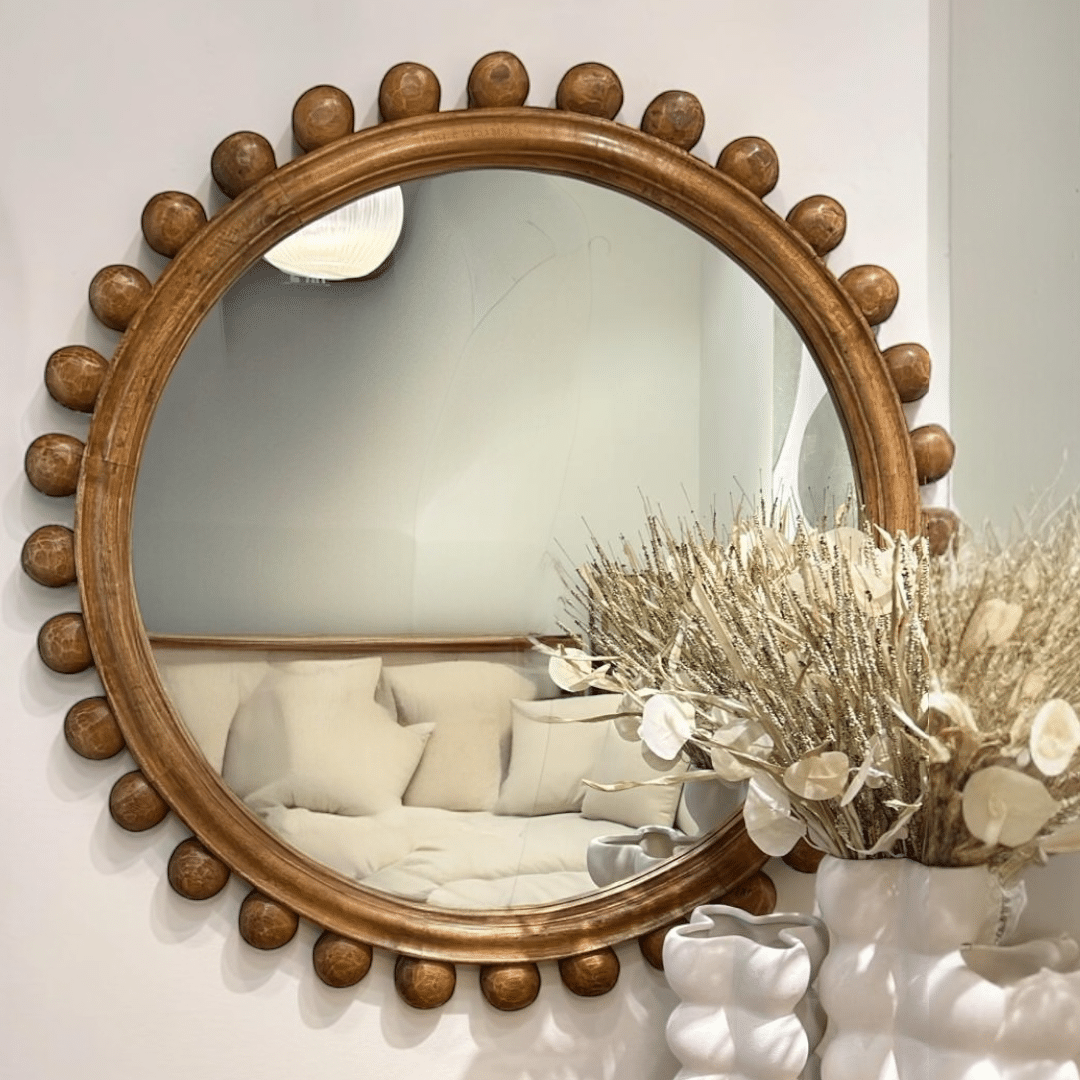 מראה עגולה עץ טבעי דגם שירוג קוטר 90סמ מראה עגולה עץ טבעי דגם שירוג קוטר 90סמ