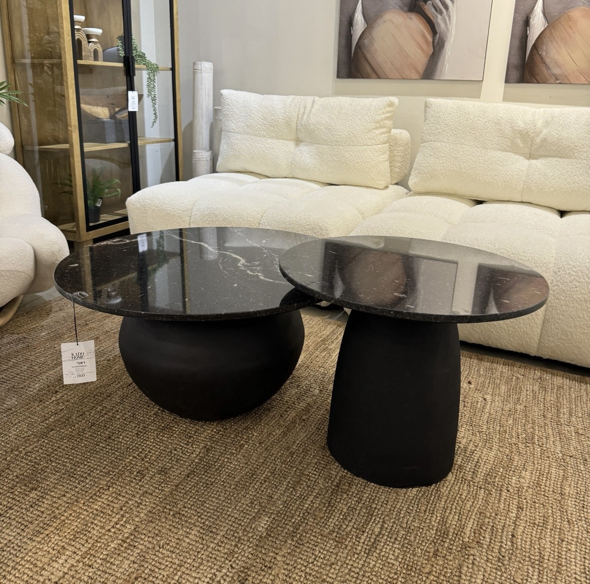 סט שולחנות סלון סופיה שיש שחור בסיס שחור דגם ראבי סט שולחנות סלון סופיה שיש שחור בסיס שחור דגם ראבי