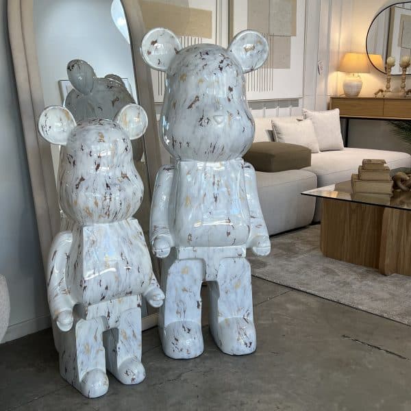 פסל דובי צבעוני מעוצב לבן זהב יוקרתי דגם איקו