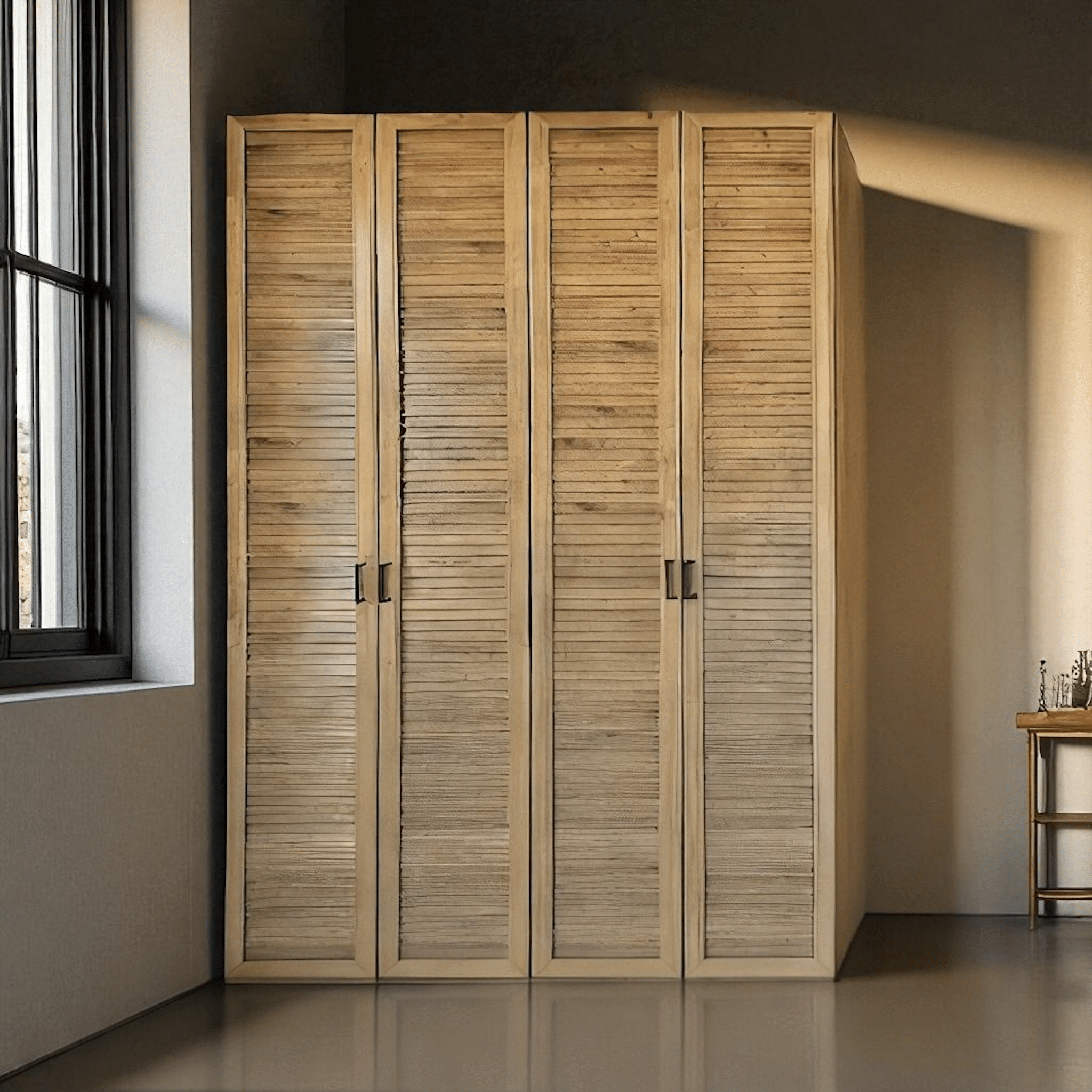 ארון מעוצב דלתות פתיחה בסגנון תריס בגוון אלון- נגרות בעיצוב אישי ארון מעוצב דלתות פתיחה בסגנון תריס בגוון אלון- נגרות בעיצוב אישי