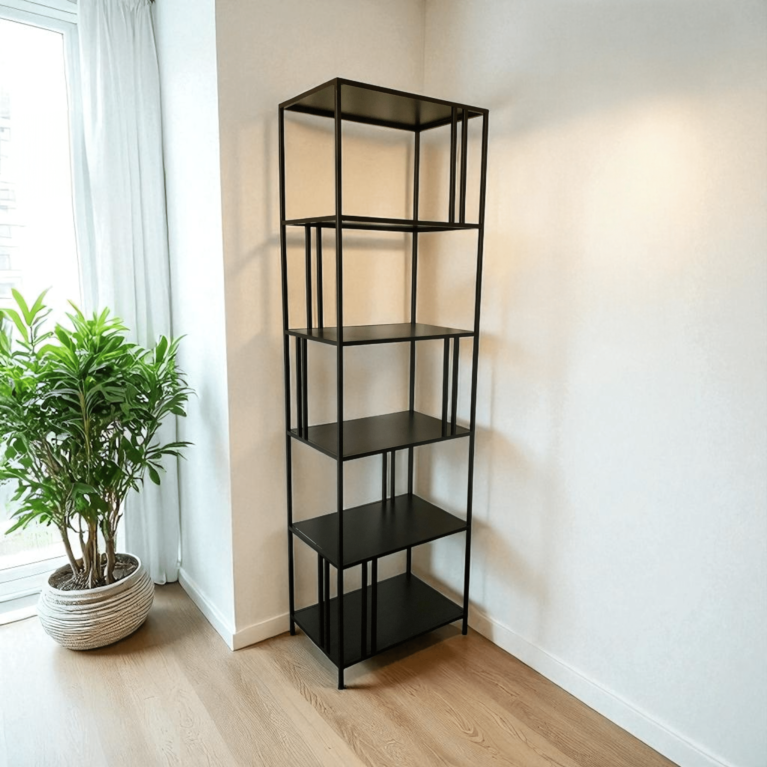 יחידת מדפים מעוצבת סינדי צרה 60/40/200 מתכת שחורה דגם סופיטל - אספקה 9.25 יחידת מדפים מעוצבת סינדי צרה 60/40/200 מתכת שחורה דגם סופיטל - אספקה 9.25