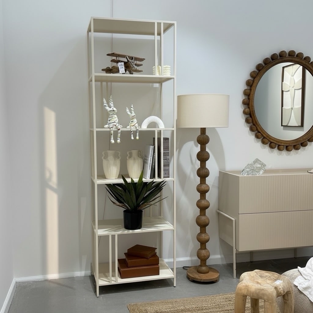 יחידת מדפים מעוצבת סידני צרה 60/40/200 מתכת שמנת דגם סופיטל