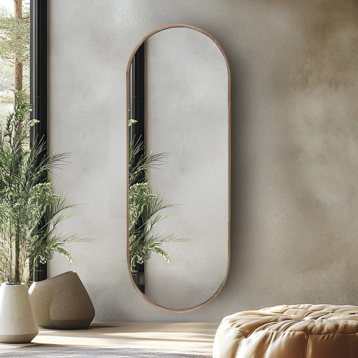 מראה קפסולה מסגרת עץ דגם שחם מראה קפסולה מסגרת עץ דגם שחם