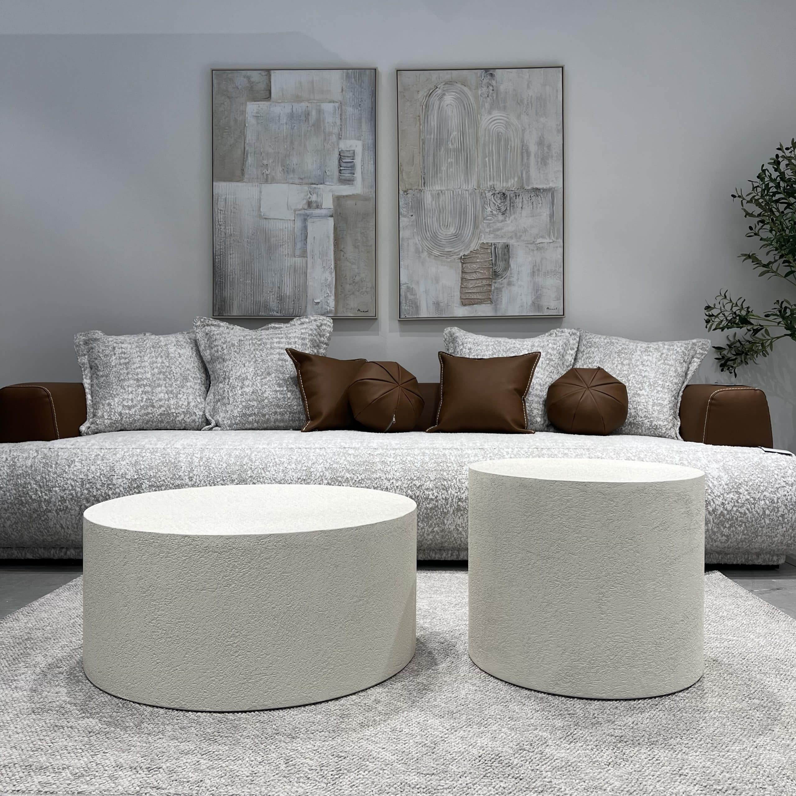 סט שולחנות סלון עגולים בגימור אבן דגם טורנדו | בעיצוב אישי סט שולחנות סלון עגולים בגימור אבן דגם טורנדו | בעיצוב אישי