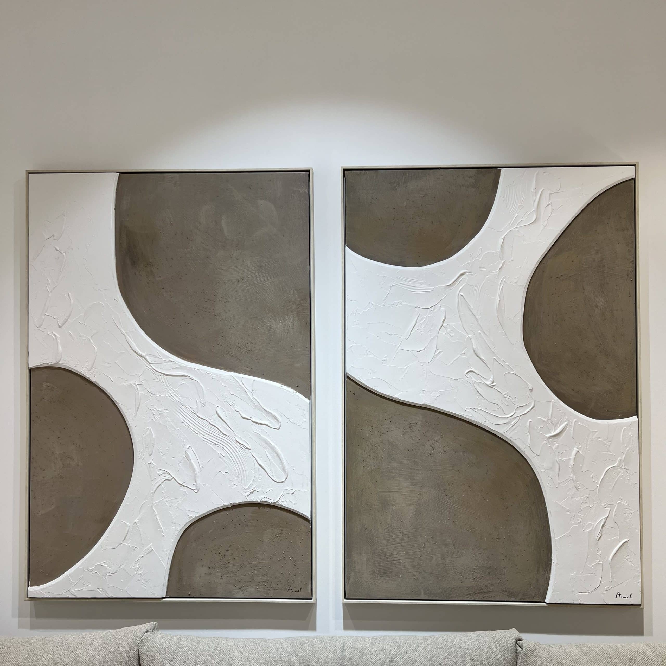 תמונה מעוצבת גלים חום שמנת בעבודת יד דגם אנאל תמונה מעוצבת גלים חום שמנת בעבודת יד דגם אנאל