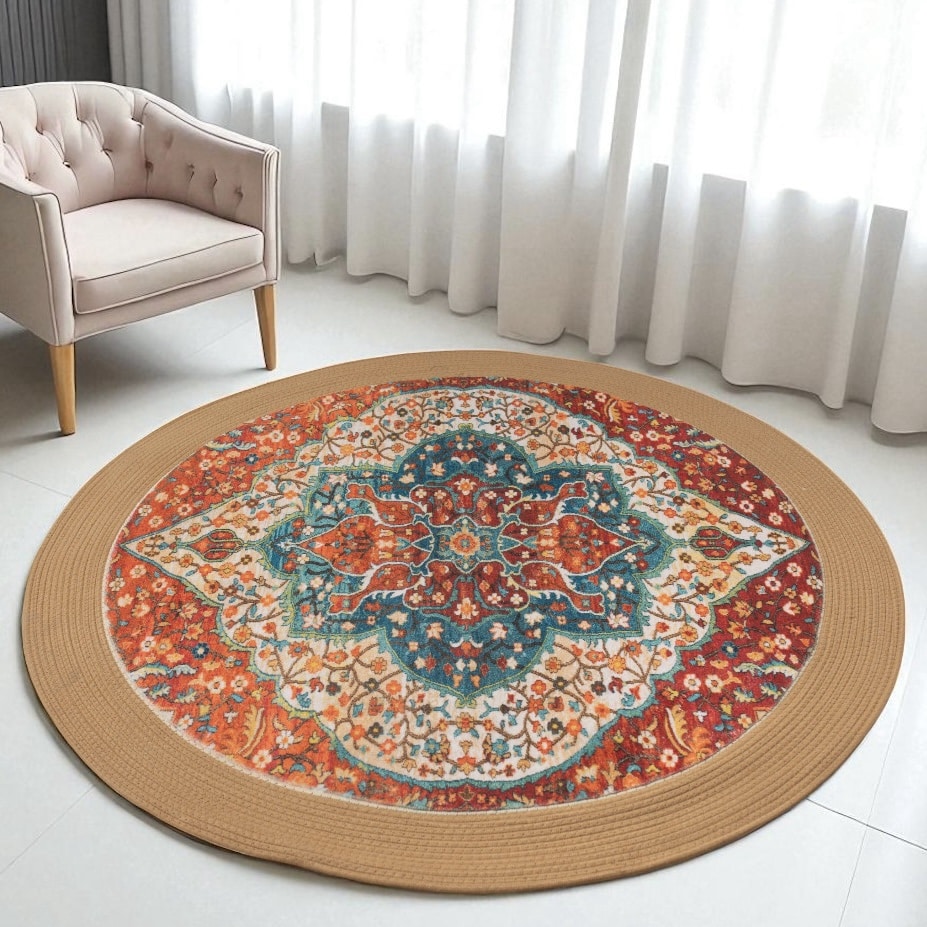 שטיח חבל וינטאג׳ דגם אינדיגו חבל חמרה 120סמ - SALE! שטיח חבל וינטאג׳ דגם אינדיגו חבל חמרה 120סמ - SALE!