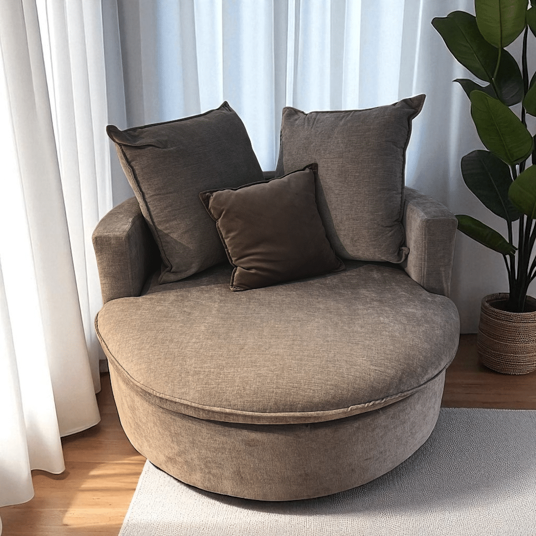 לאב סיט מפוארת עגולה דגם ריצ בד אפור - חיסול מתצוגה נתניה!!