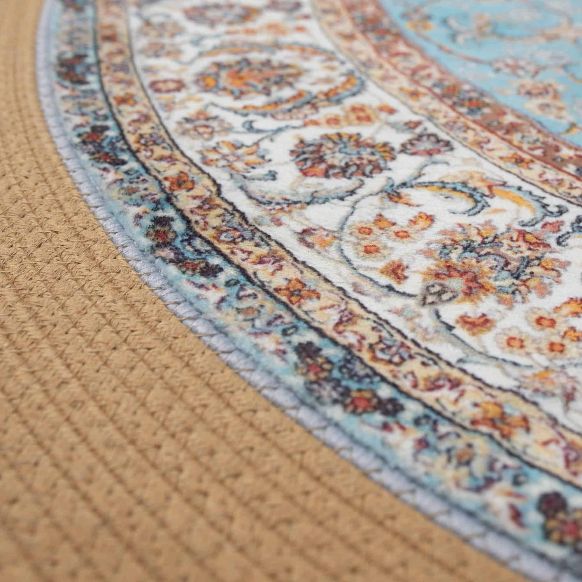 שטיח חבל וינטאג׳ דגם אינדיגו חבל טורקיז 120סמ - SALE! שטיח חבל וינטאג׳ דגם אינדיגו חבל טורקיז 120סמ - SALE!