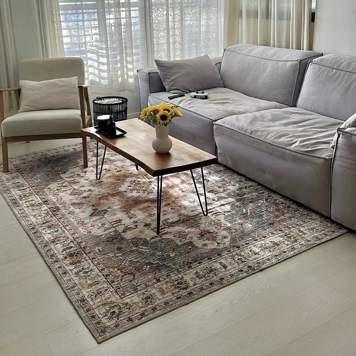 שטיח מנטה בז דגם קאוליפה איזיקלין- SALE!! שטיח מנטה בז דגם קאוליפה איזיקלין- SALE!!