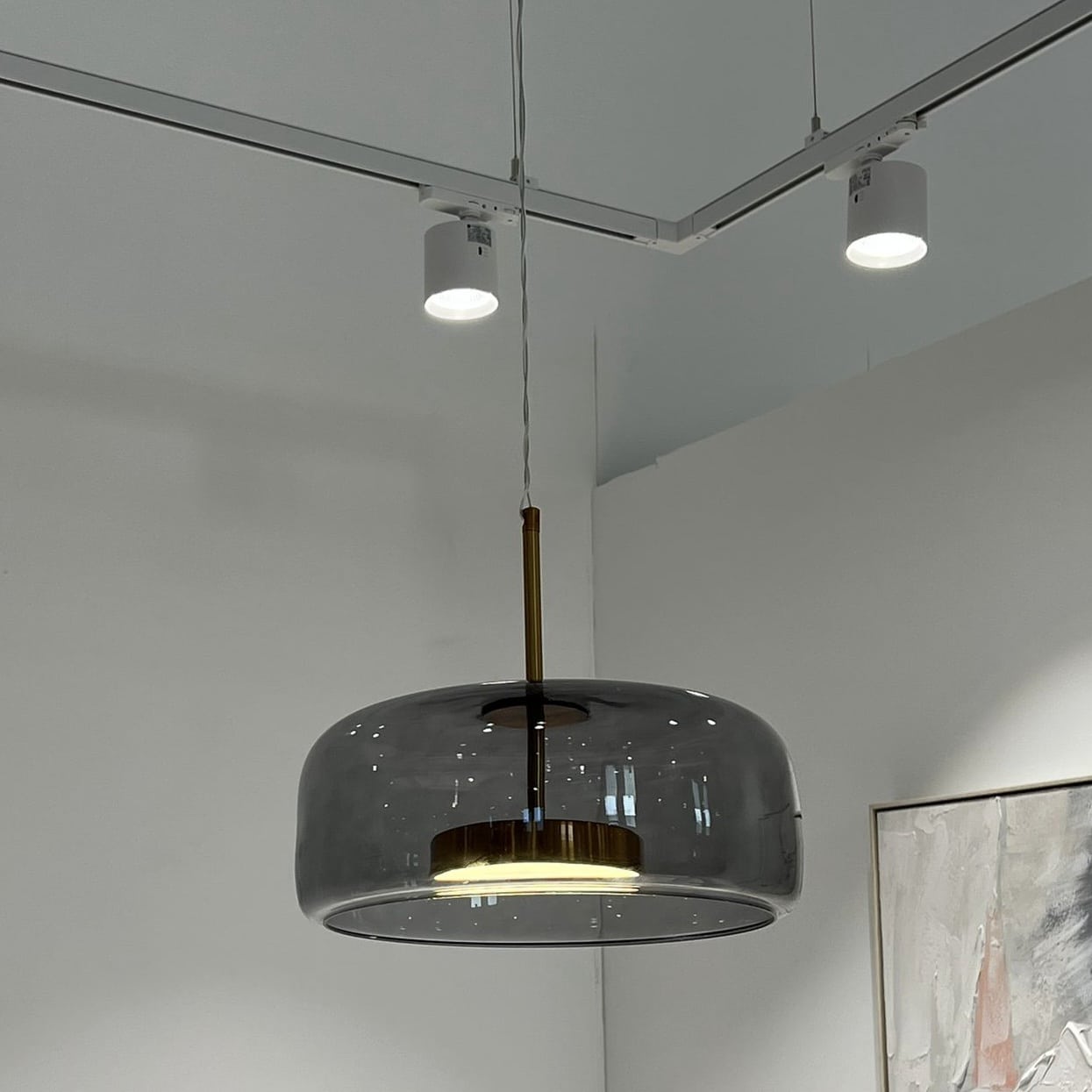 מנורה תליה זכוכית קלאסיק אפור שטוחה 33/14 דגם פלור