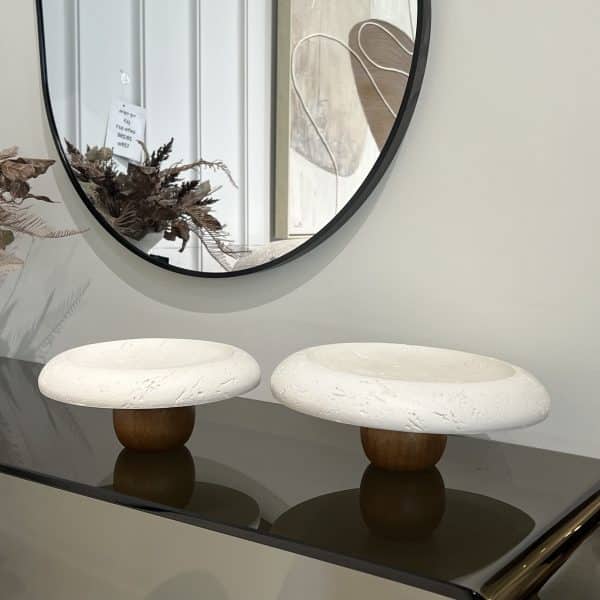 מגש מעוצב אבן על רגל עץ דגם איקו