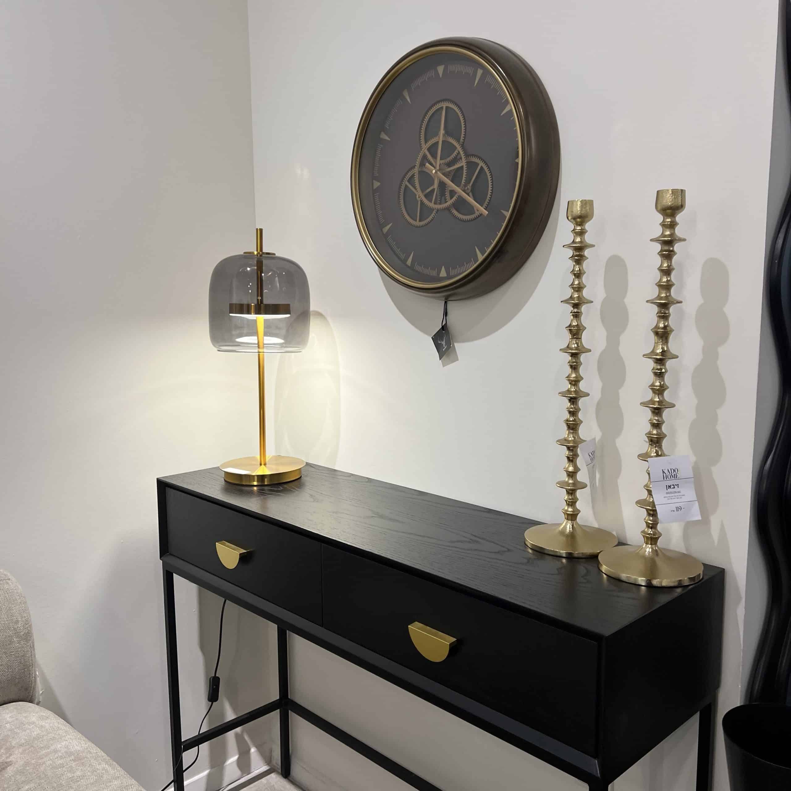 מנורה שולחן קלאסיק זכוכית אפורה 24/56 דגם פלור