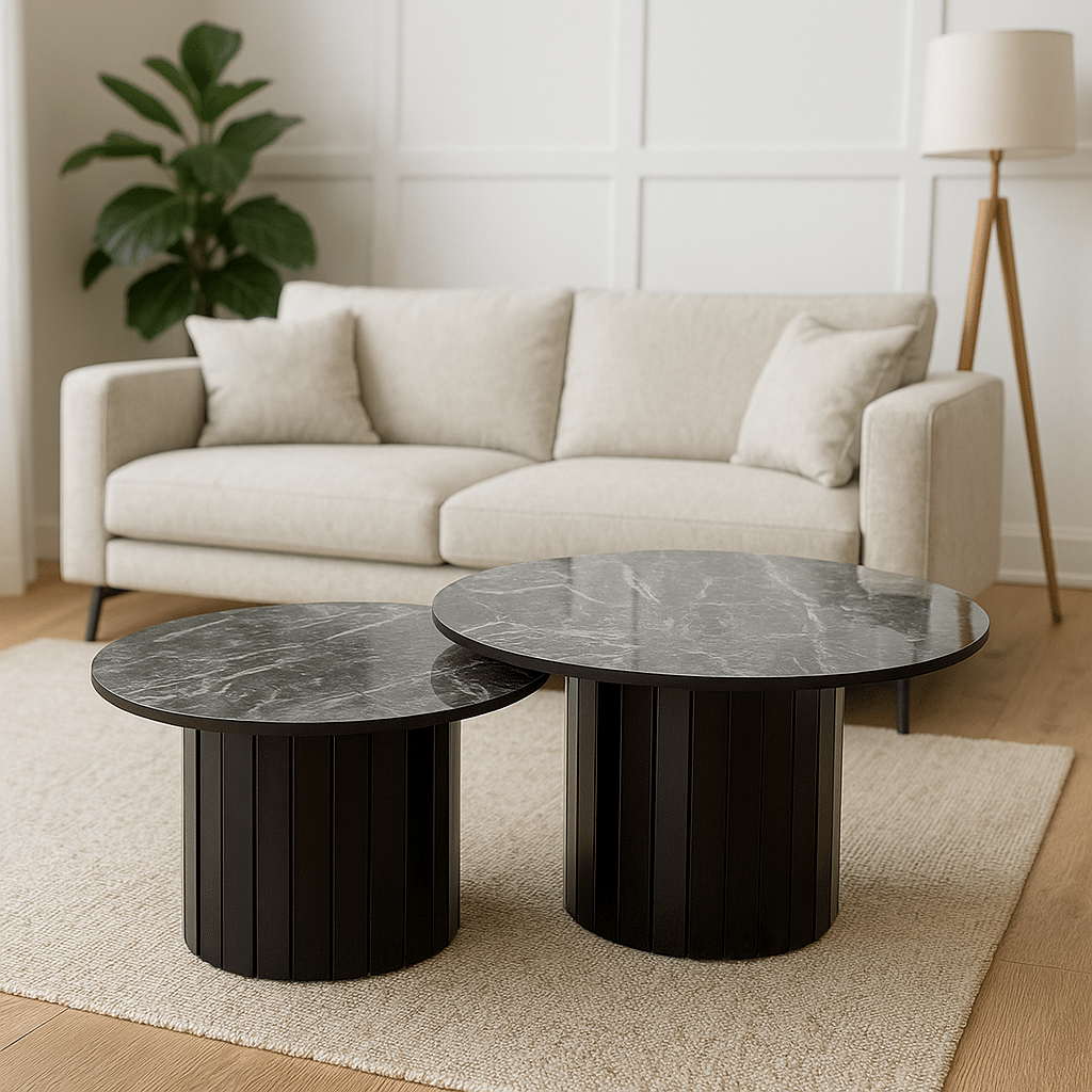 סט שולחנות סלון דגם אלמוג פלטה פורמייקה אפורה | חיסול מתצוגה! סט שולחנות סלון דגם אלמוג פלטה פורמייקה אפורה | חיסול מתצוגה!