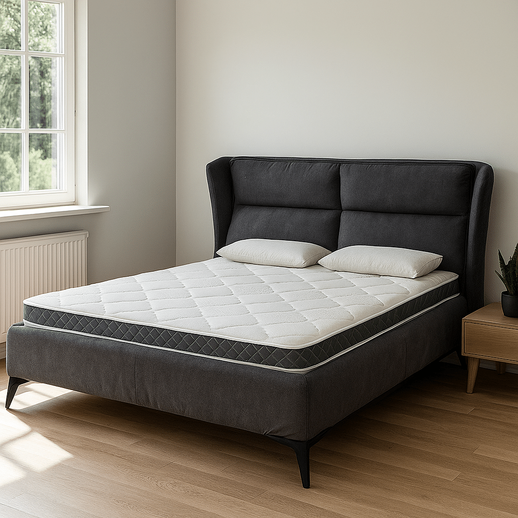 מיטה מרופדת דגם קייט אפור | חיסול מתצוגה! מיטה מרופדת דגם קייט אפור | חיסול מתצוגה!