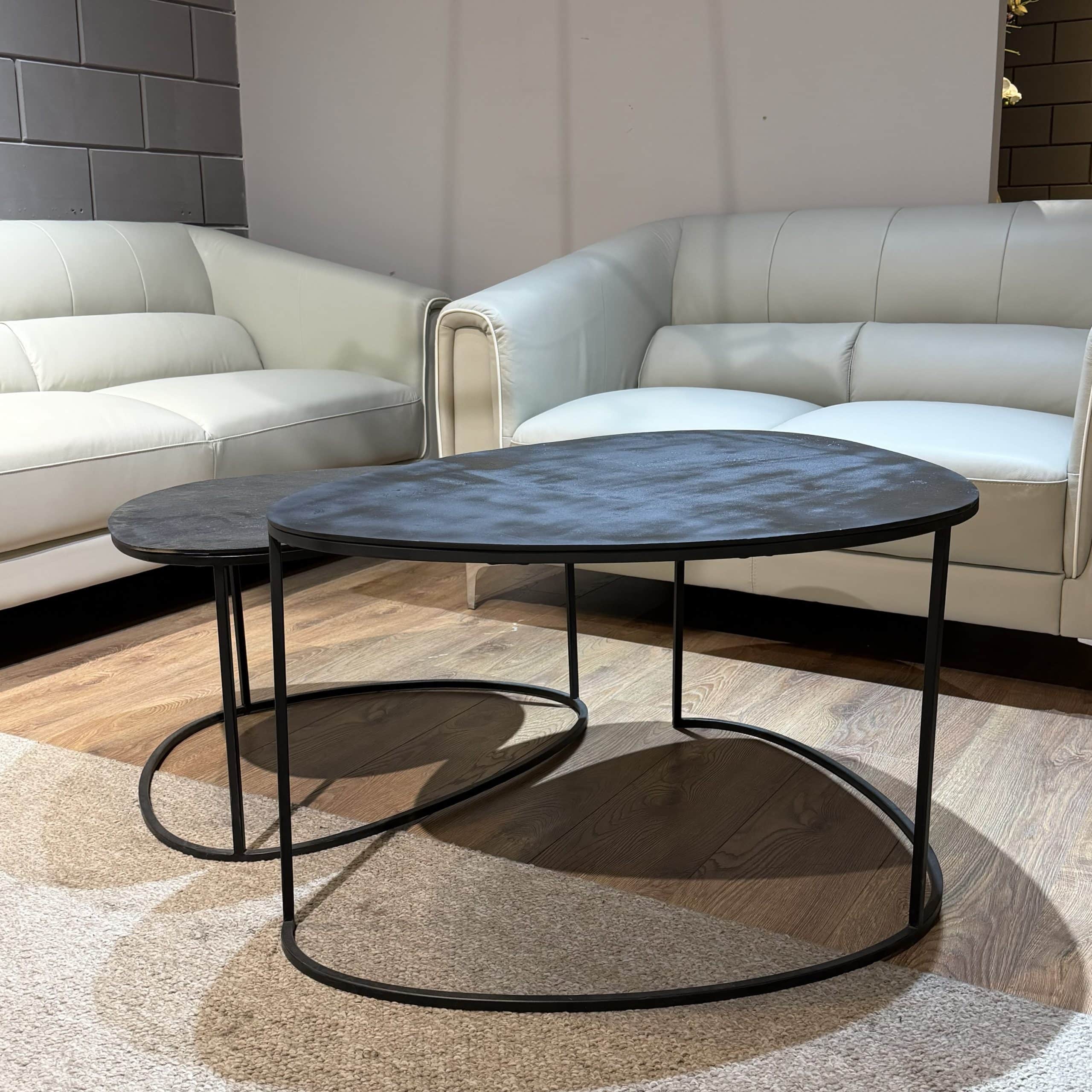 סט שולחנות סלון משולשים צביעה שחור דגם רויאל - חיסול מתצוגה סט שולחנות סלון משולשים צביעה שחור דגם רויאל - חיסול מתצוגה