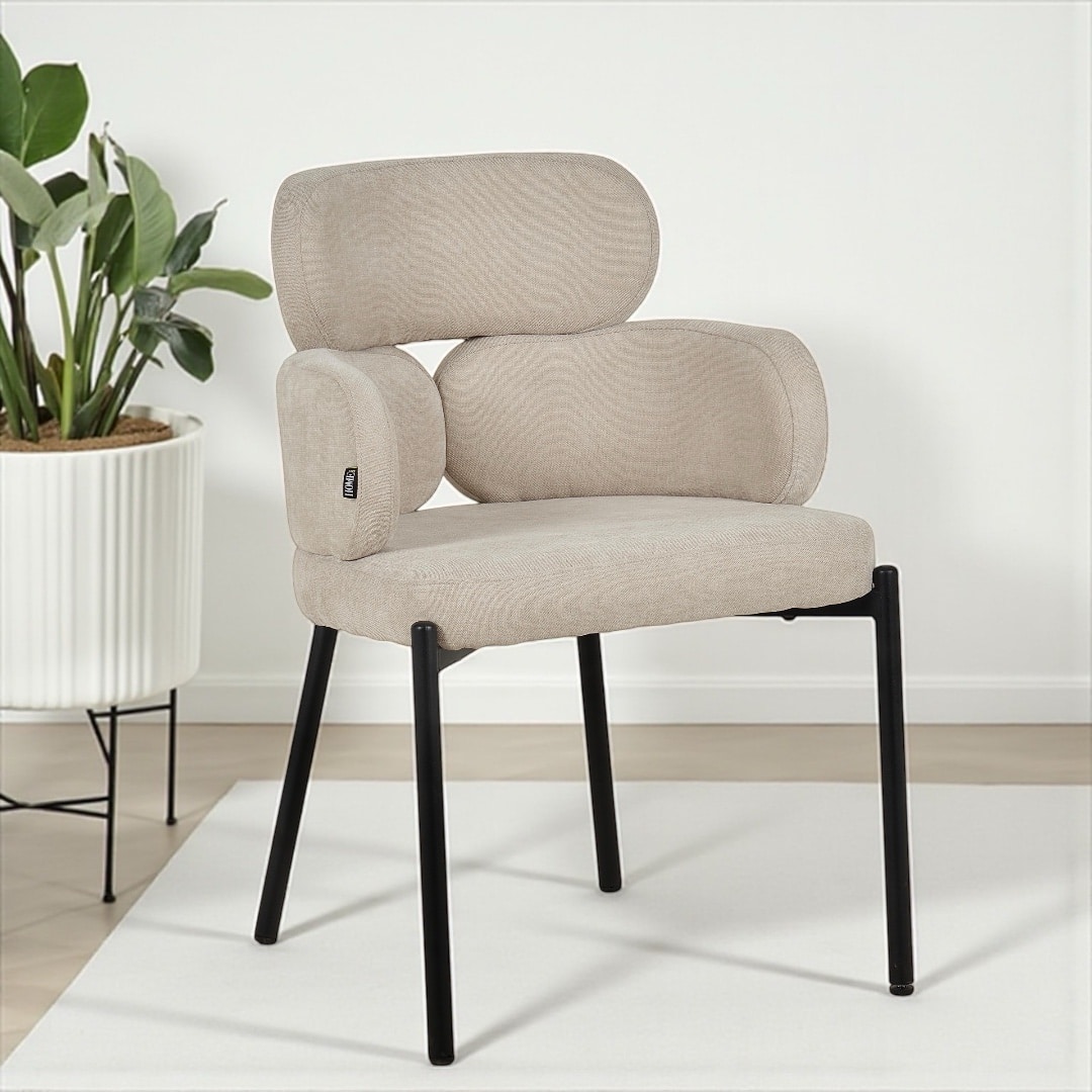 כיסא יוקרתי באבלס אריג שמנת ברזל שחור דגם לוסי - קולקציה חדשה! כיסא יוקרתי באבלס אריג שמנת ברזל שחור דגם לוסי - קולקציה חדשה!