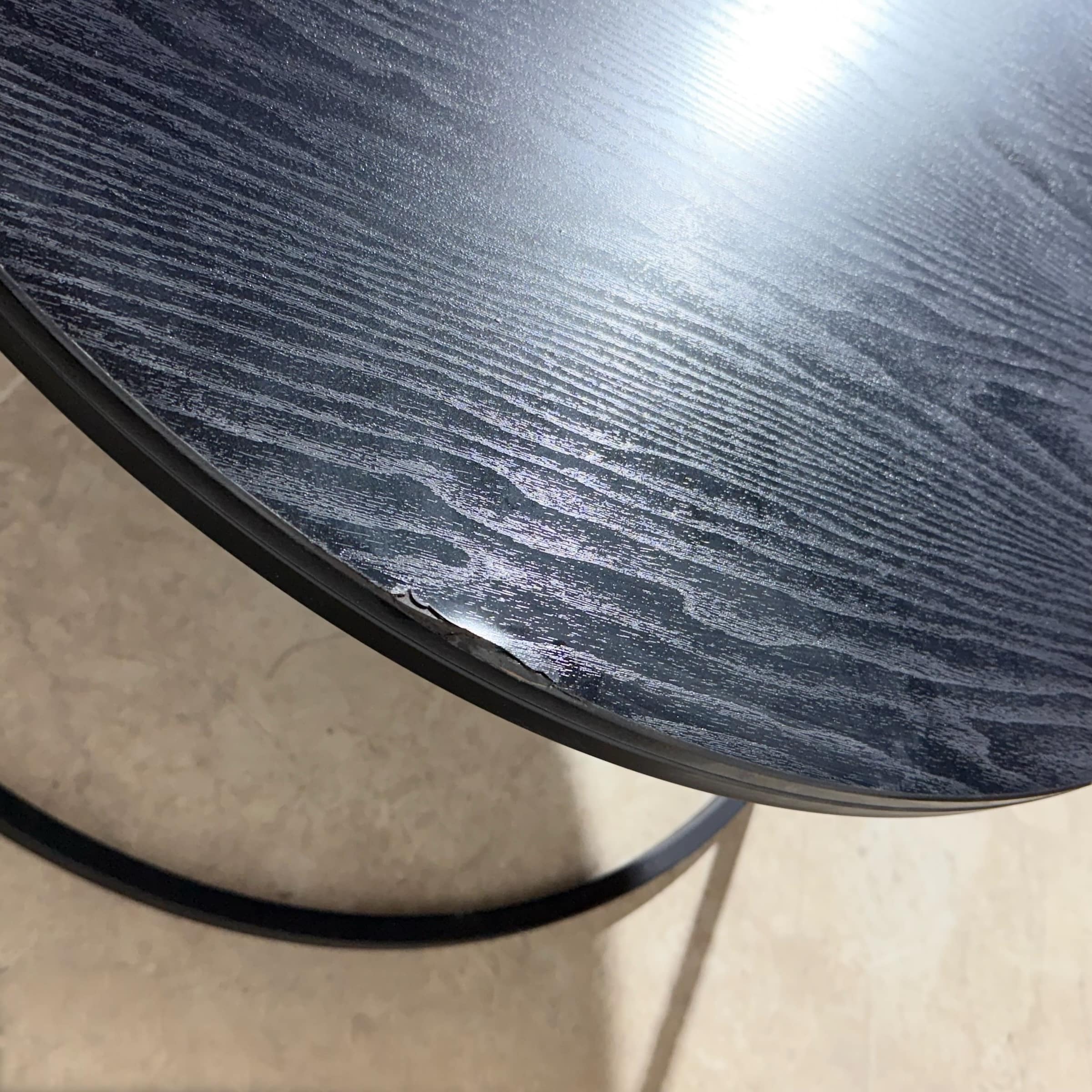 סט שולחנות סלון עגולים שחור טקסטורה מסגרת ברזל שחור - חיסול | פגמים קלים