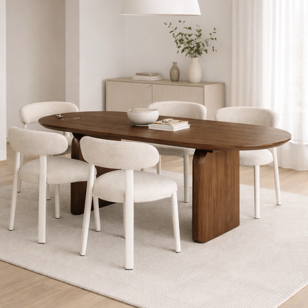 שולחן אוכל מעוצב נורדיק נפתח אגוז דגם לוסי | מכירה מוקדמת אספקה 03.26