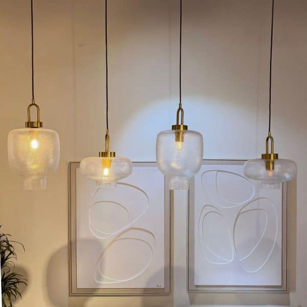 מנורה תליה מעוצבת זכוכית שייפ שקוף דגם פלור