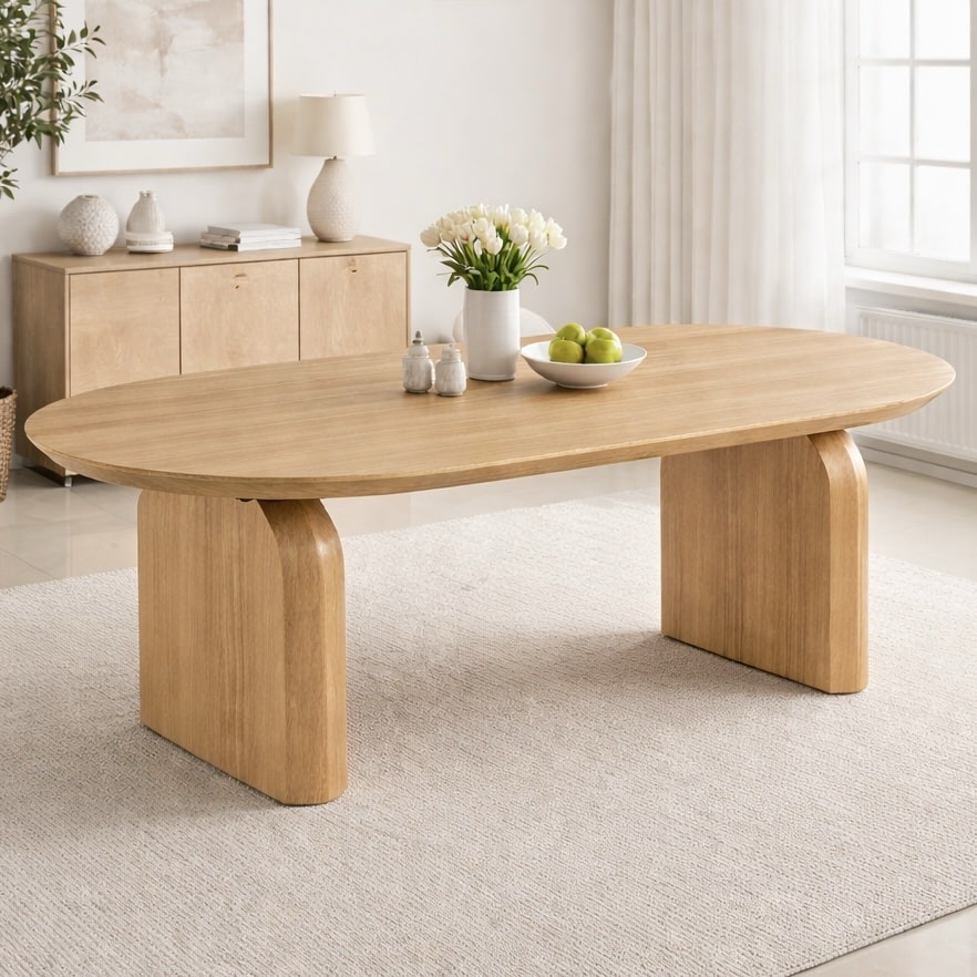 שולחן אוכל נורדיק מעוצב נפתח עץ טבעי דגם לוסי | מכירה מוקדמת אספקה 03.26