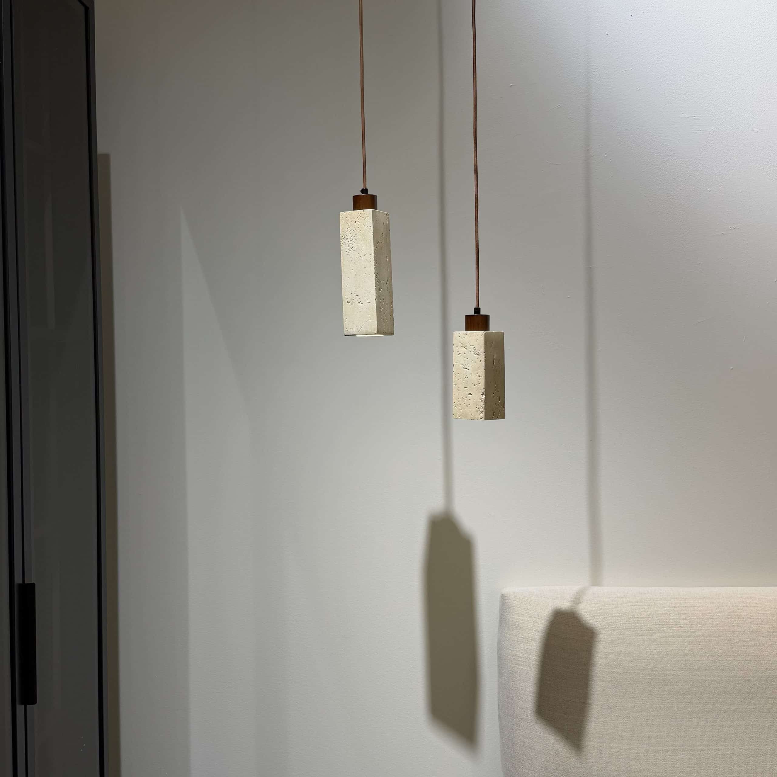 מנורת תלייה יוקרתית סטון ווד מלבנית דגם פלור >> ניתן לבחור מבין הגדלים