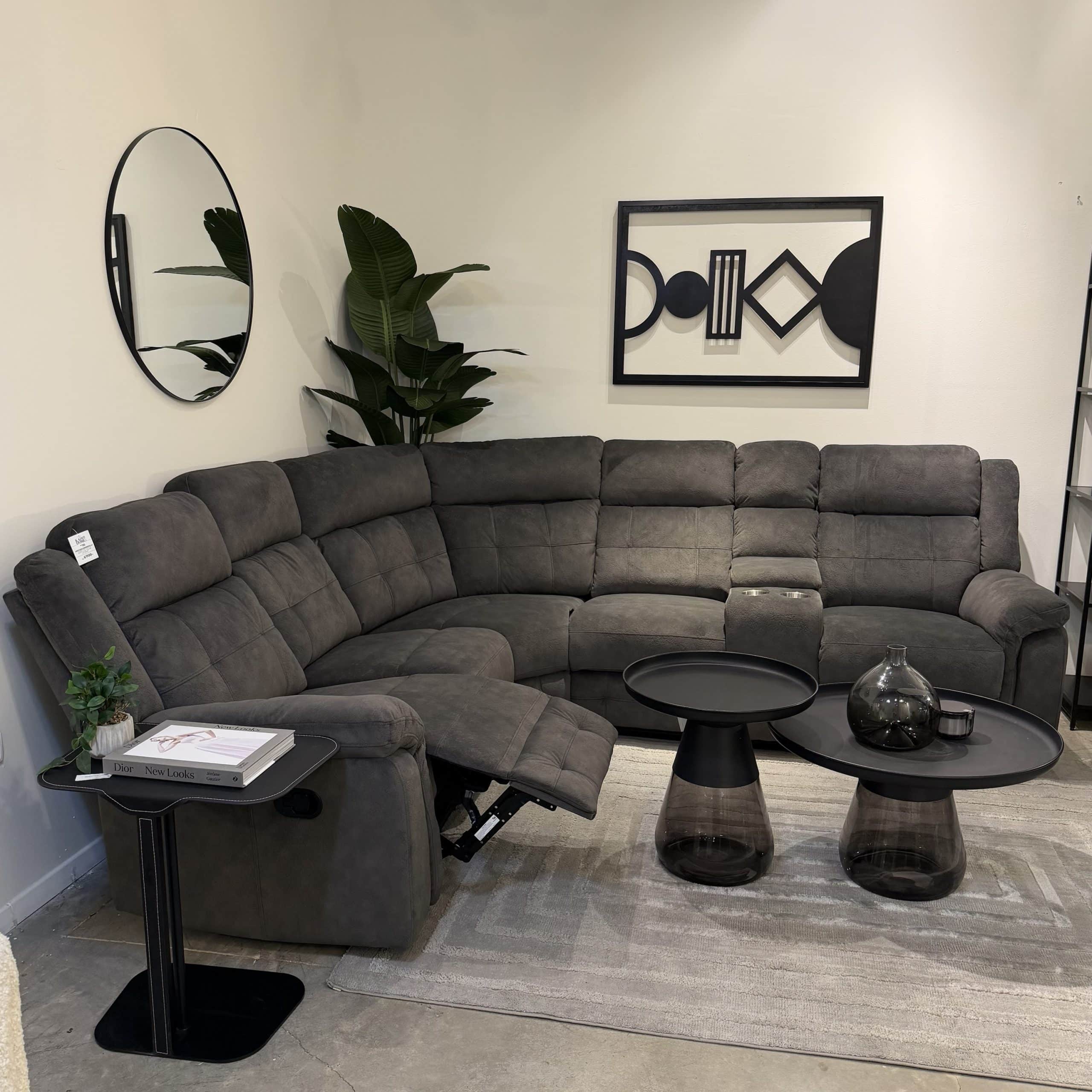 ספה פינתית מעוצבת ריקליינר שמאל אפור דגם טרי