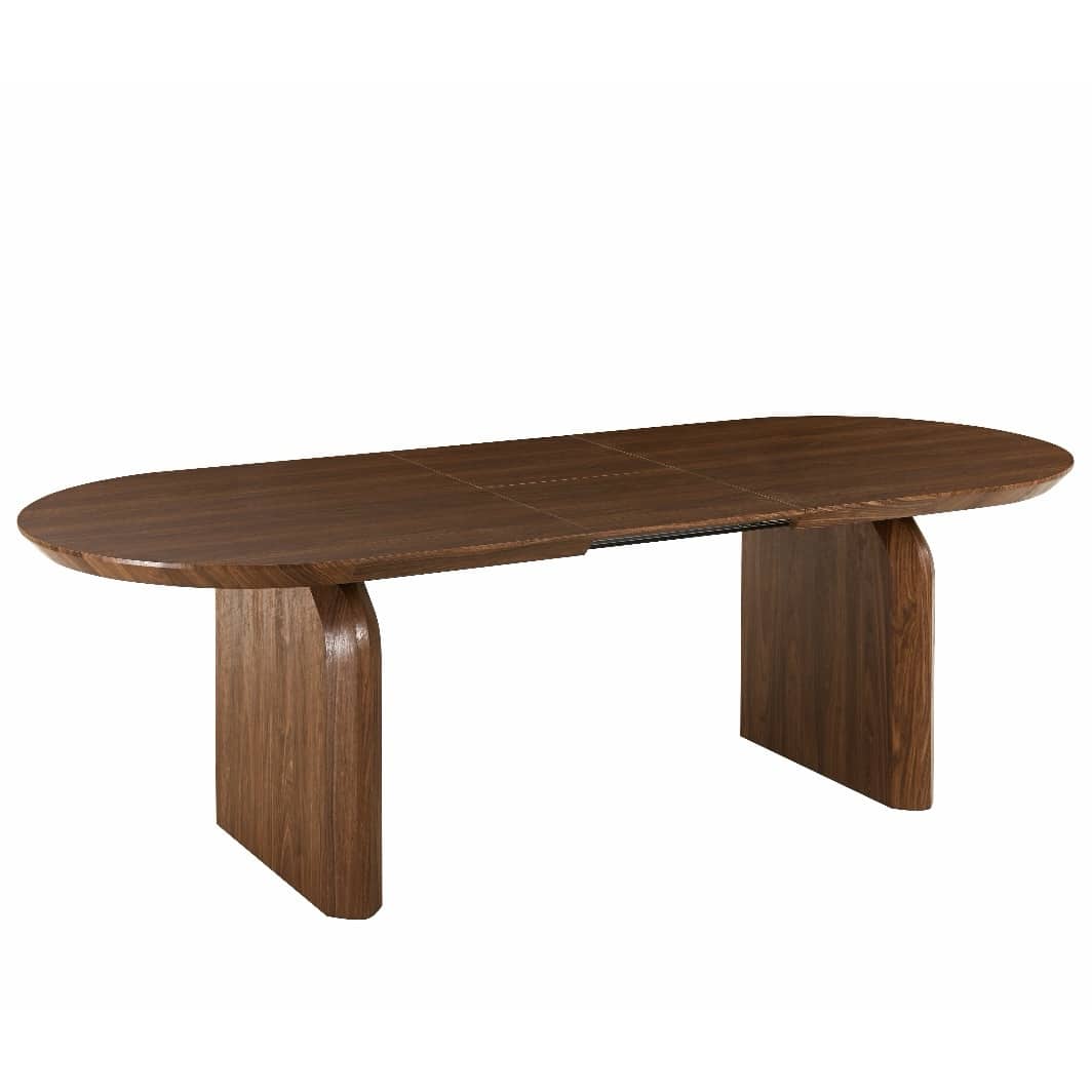 שולחן אוכל מעוצב נורדיק נפתח אגוז דגם לוסי | מכירה מוקדמת אספקה 03.26