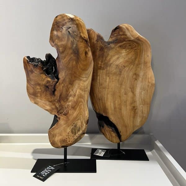 פסל עץ טבעי מיוחד רוסטיק דגם איקו