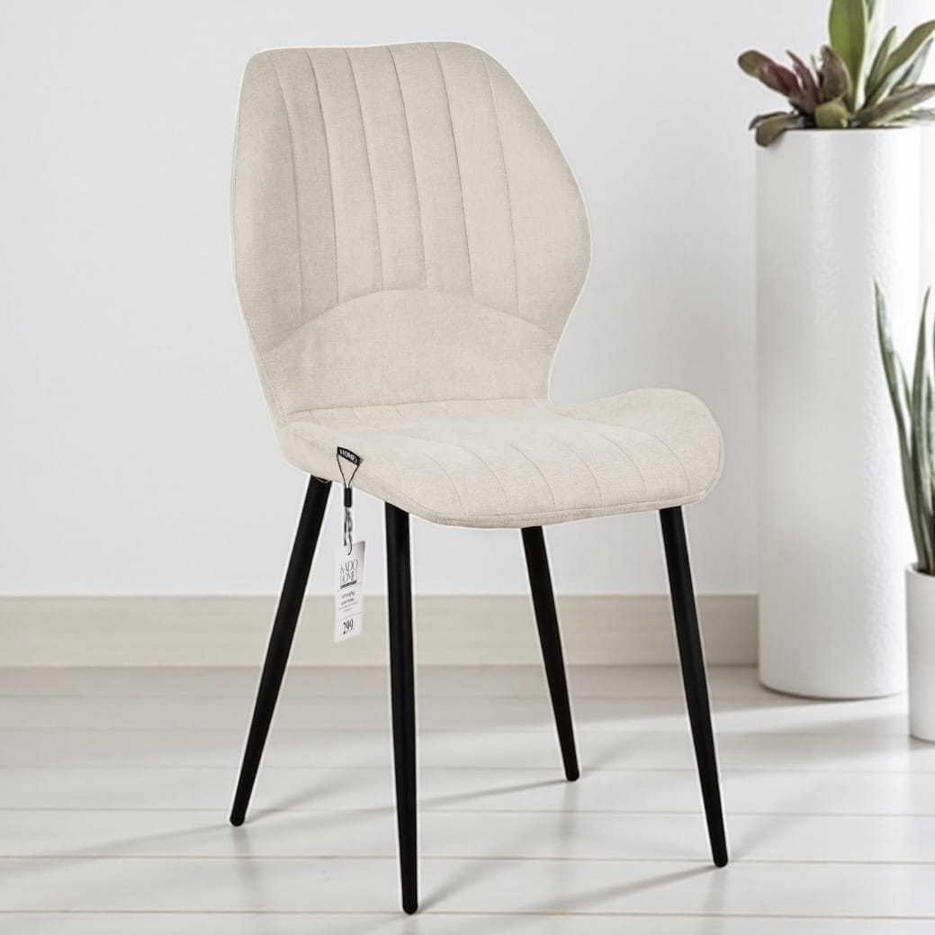 כיסא הלני אריג שמנת ברזל שחור דגם לוסי - קולקציה חדשה!