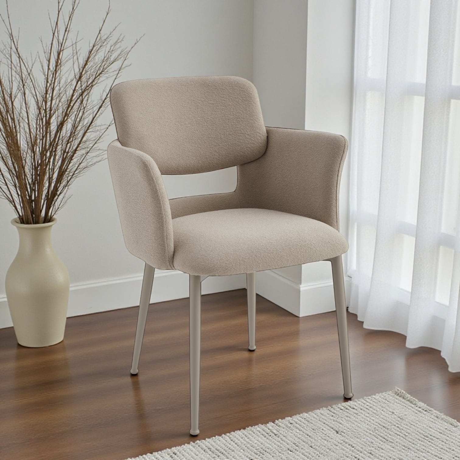 כיסא כורסא מפואר אוליביה אריג בז רגל שמנת דגם ויקטוריה - קולקציה חדשה | אספקה 02.26